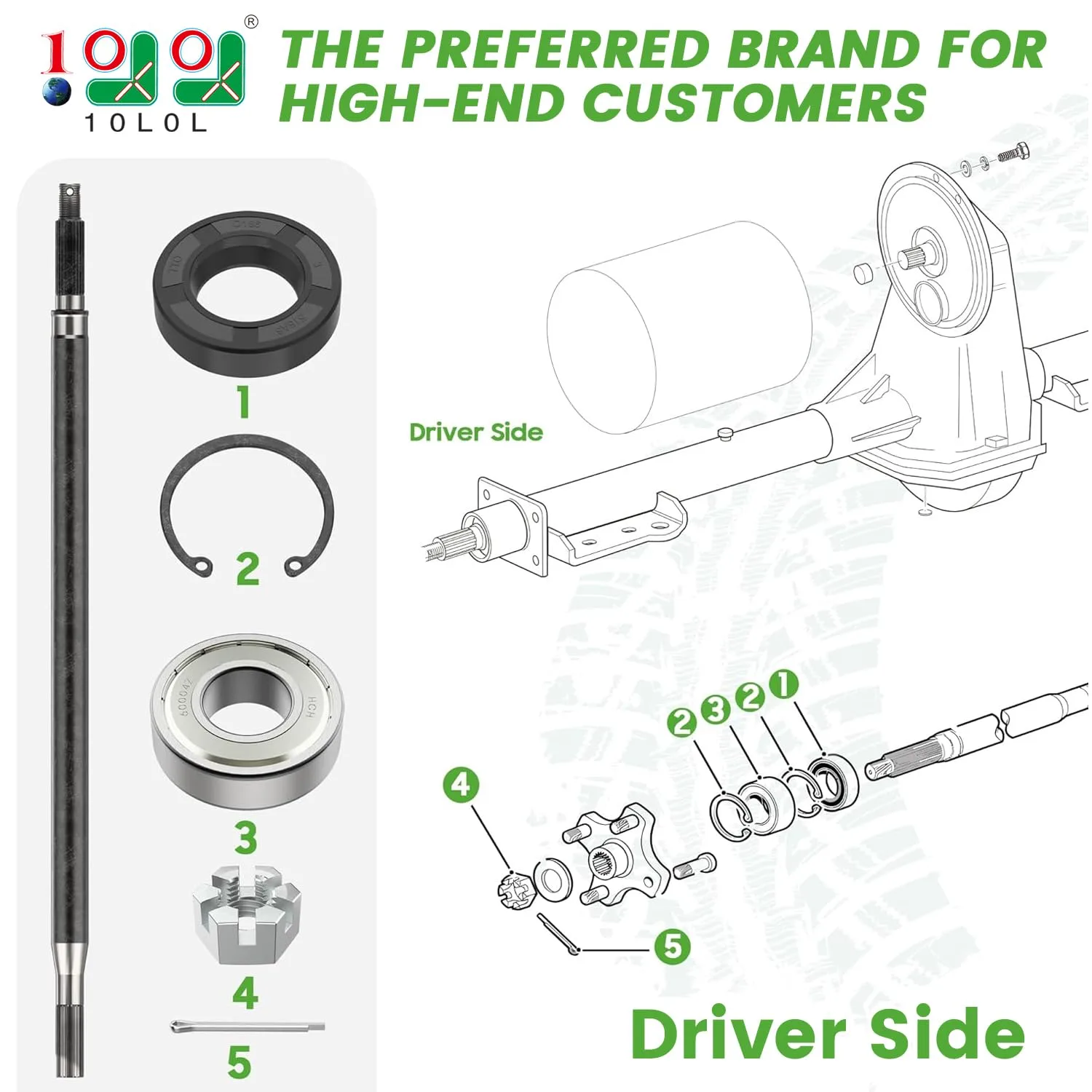 10L0L Driver-Side Rear Axle Shaft for E-Z-G-O TXT image 2