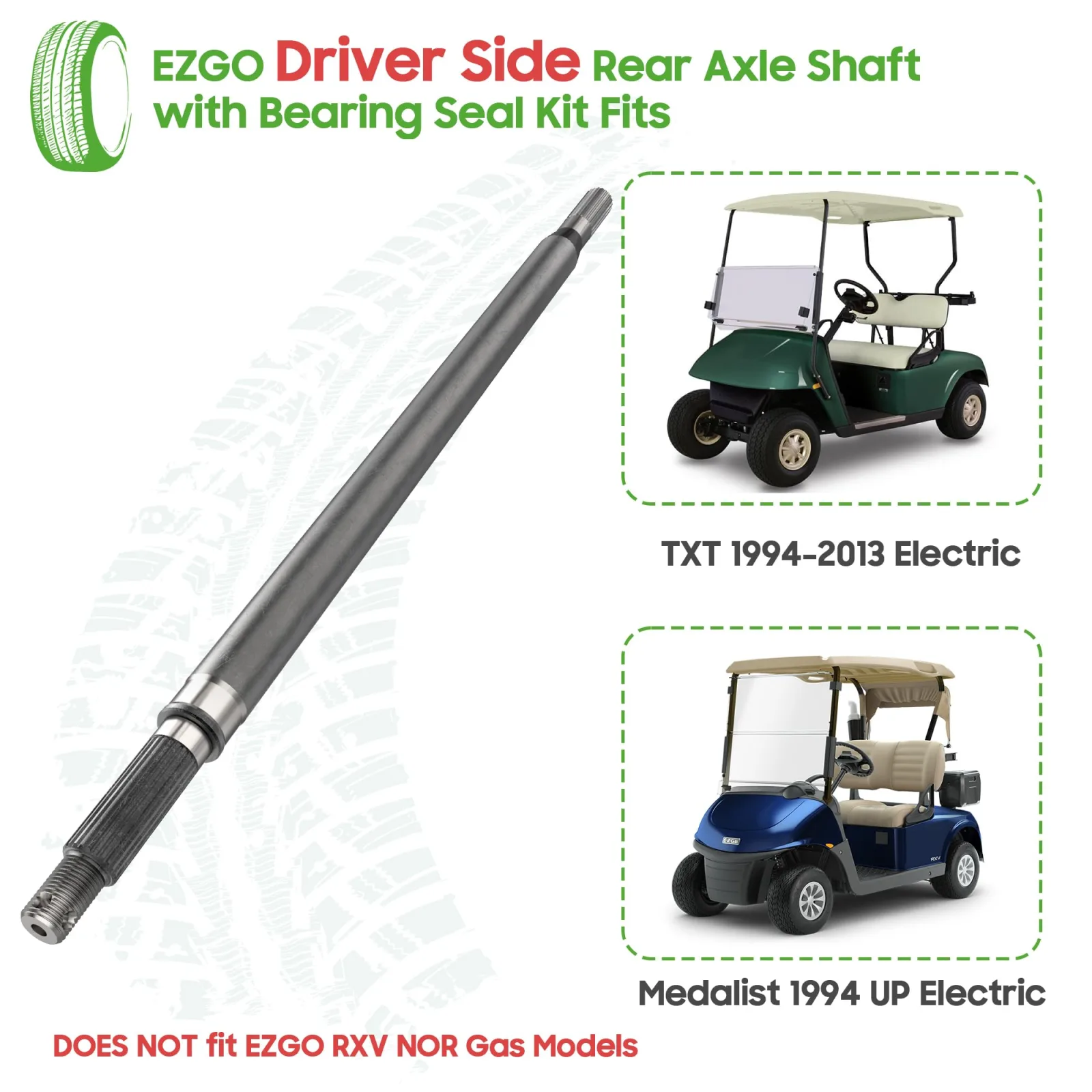10L0L Driver-Side Rear Axle Shaft for E-Z-G-O TXT image 3