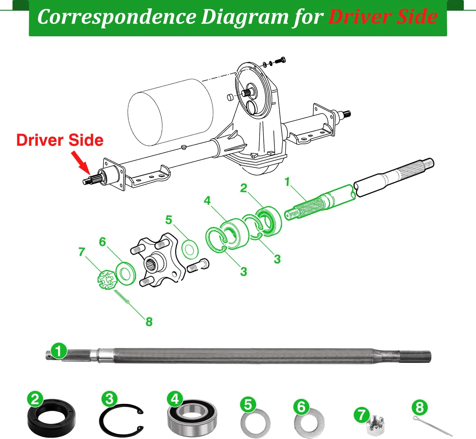 Cartalia Rear Axle Shaft for E-Z-GO TXT and Medalist image 4