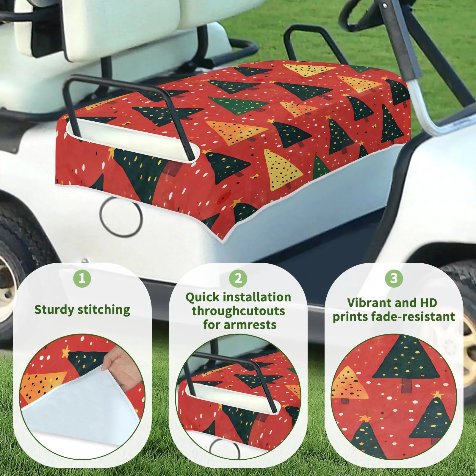 Tiveruda Christmas Tree Golf Cart Seat Cover, 51 x 31 in. image 3