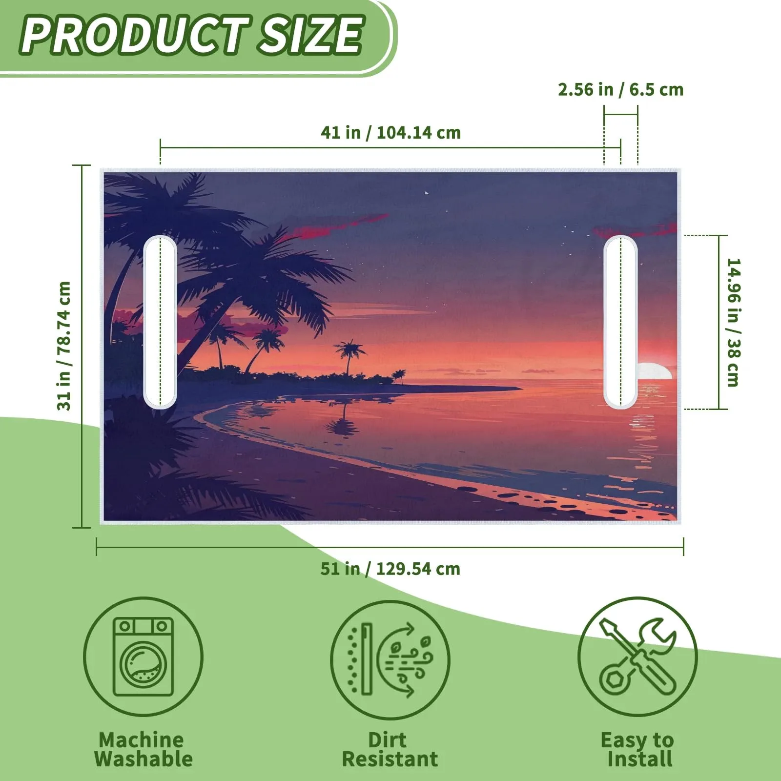 Tiveruda Tropical Palm Golf Cart Seat Cover 51 x 31 in image 2