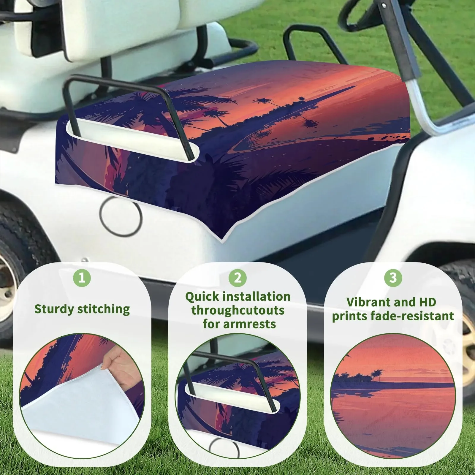 Tiveruda Tropical Palm Golf Cart Seat Cover 51 x 31 in image 3