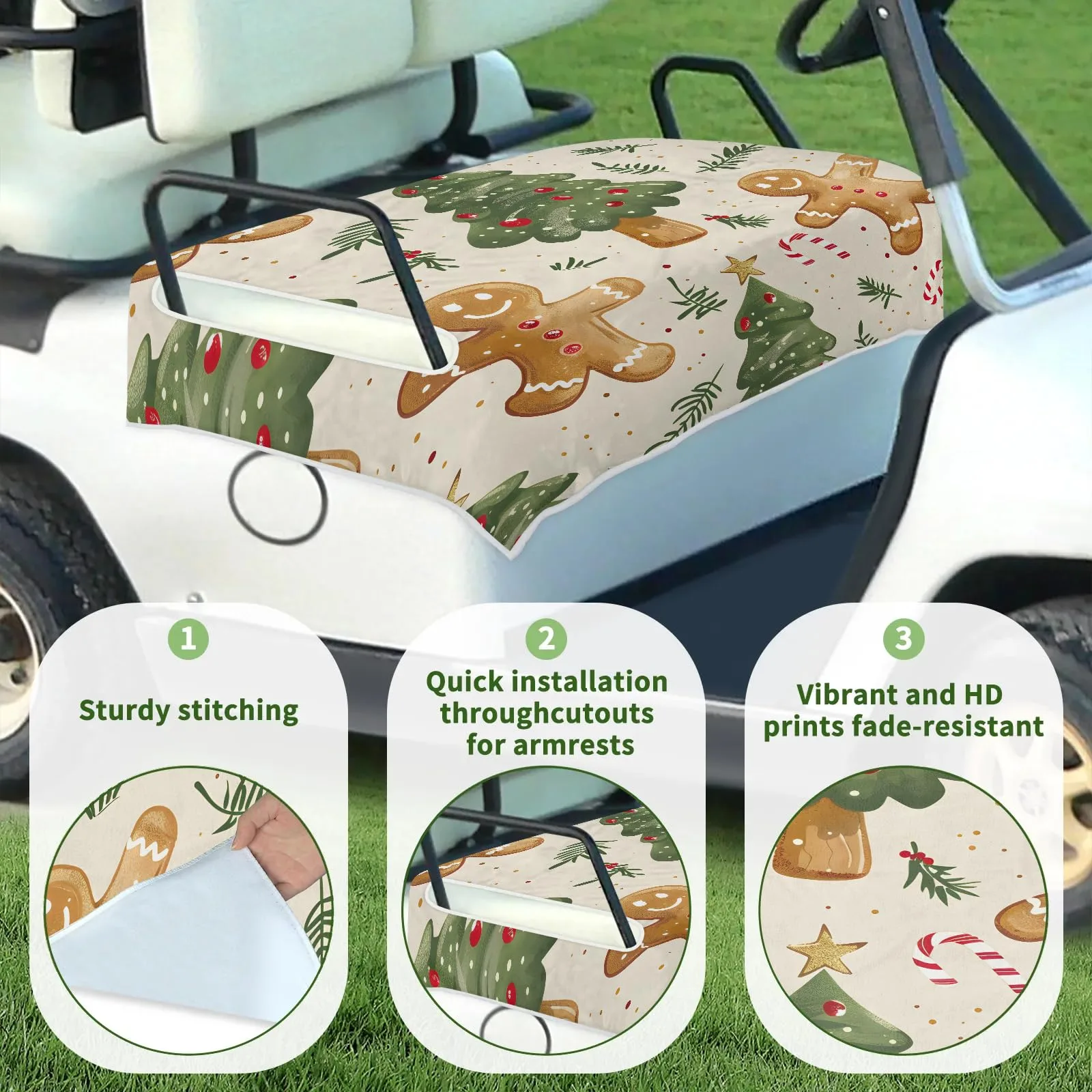 Tiveruda 51 x 31 in Universal 2-Person Golf Cart Seat Cover - Polyester image 3