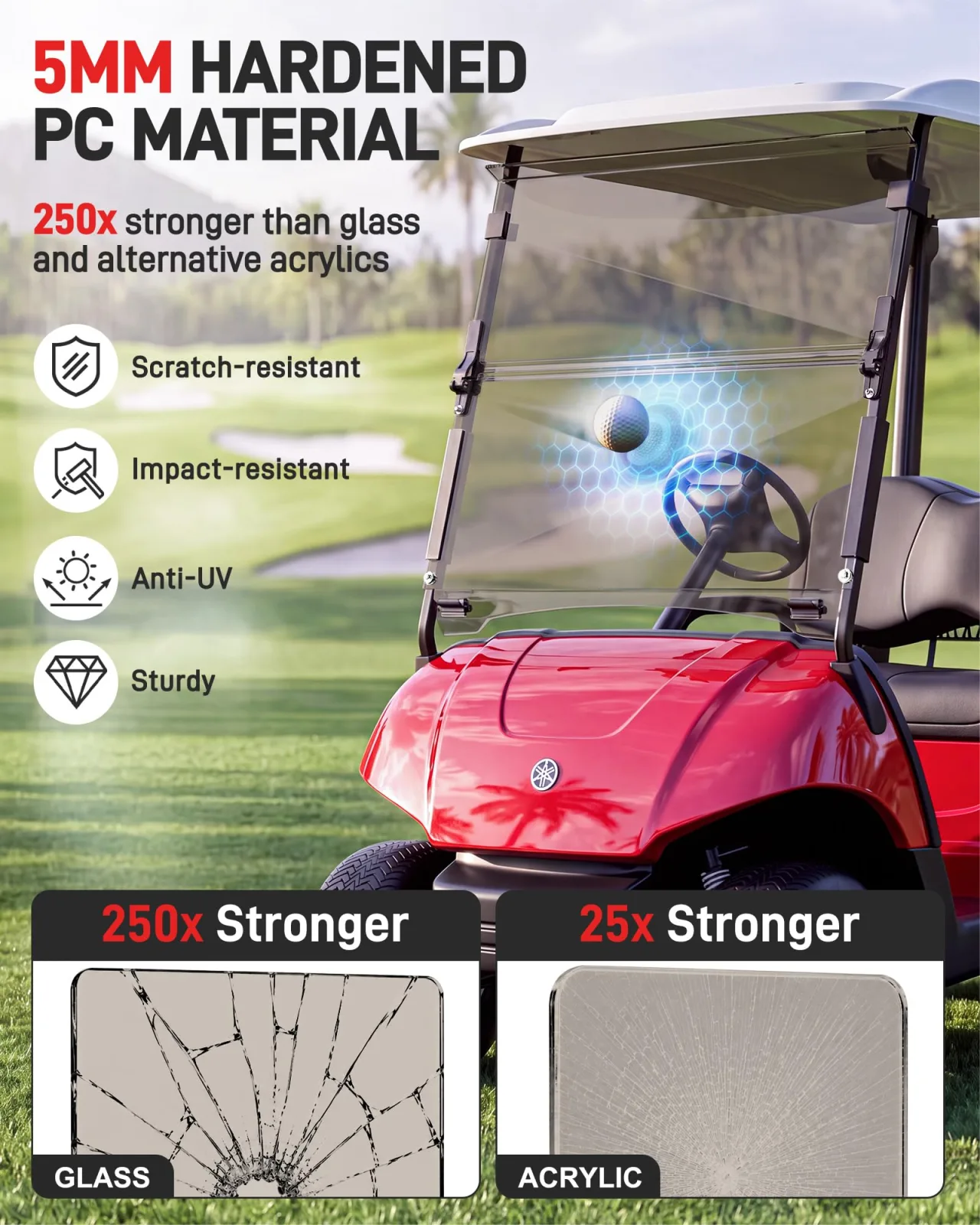 CASISPRO Foldable Windshield for Yamaha G29/Drive 2007-2016 image 4