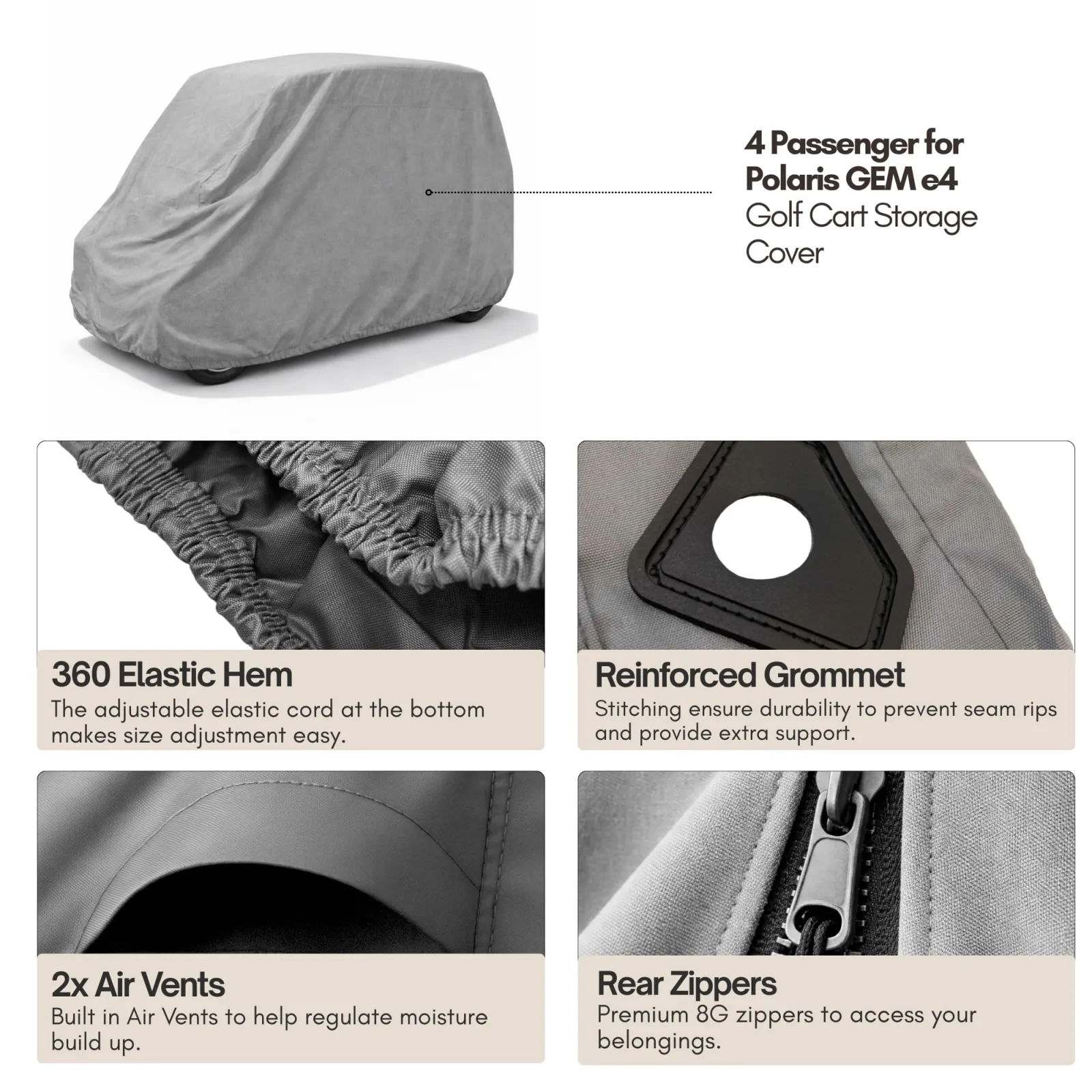 Formosa Covers Golf Cart Cover for Polaris GEM E4 and Ford Think image 3