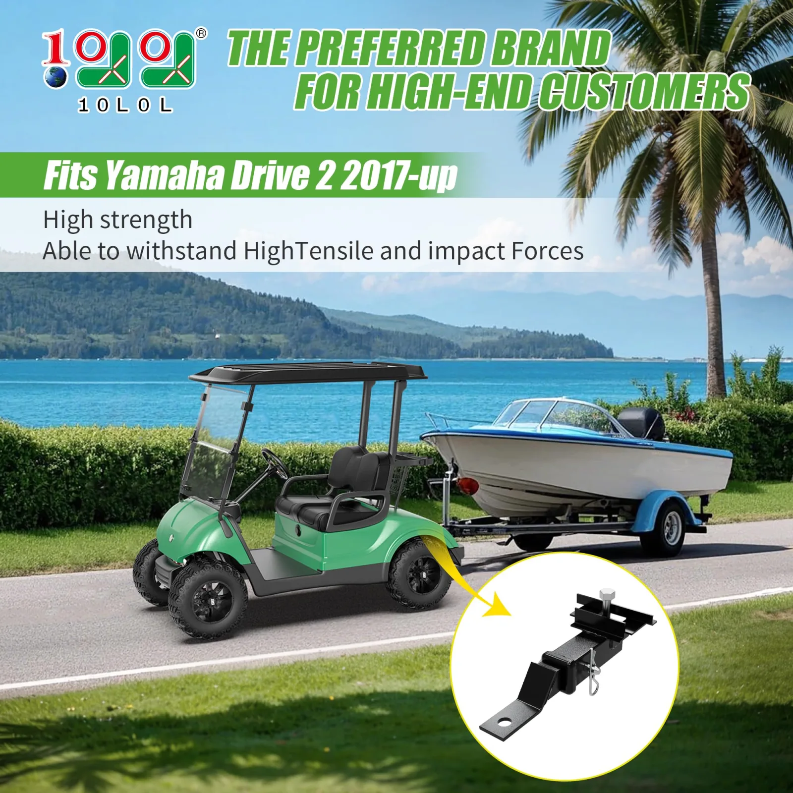10L0L Trailer Hitch Receiver Kit for Yamaha Golf Carts image 2