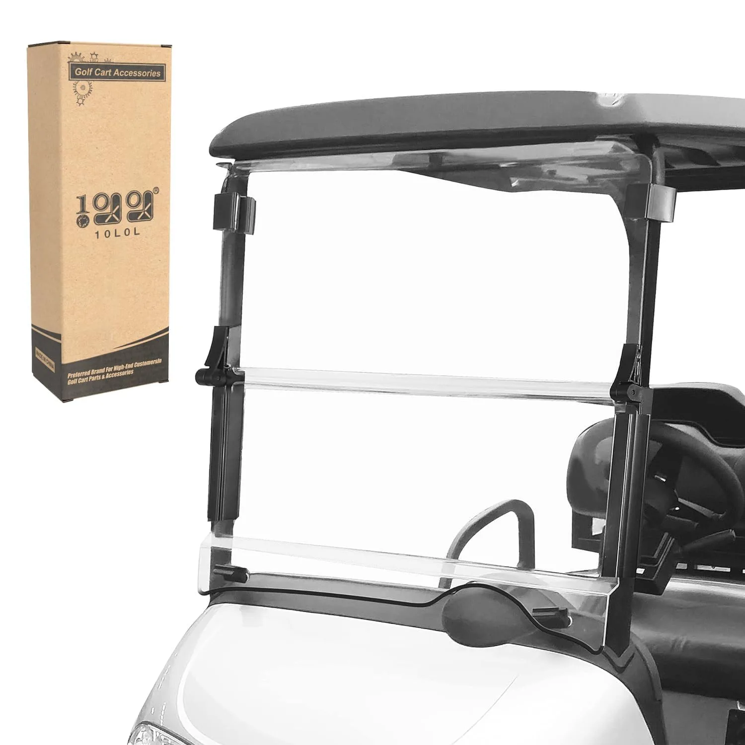 10L0L Windshield for E-Z-GO RXV 2008-2023 — Clear Fold-Down