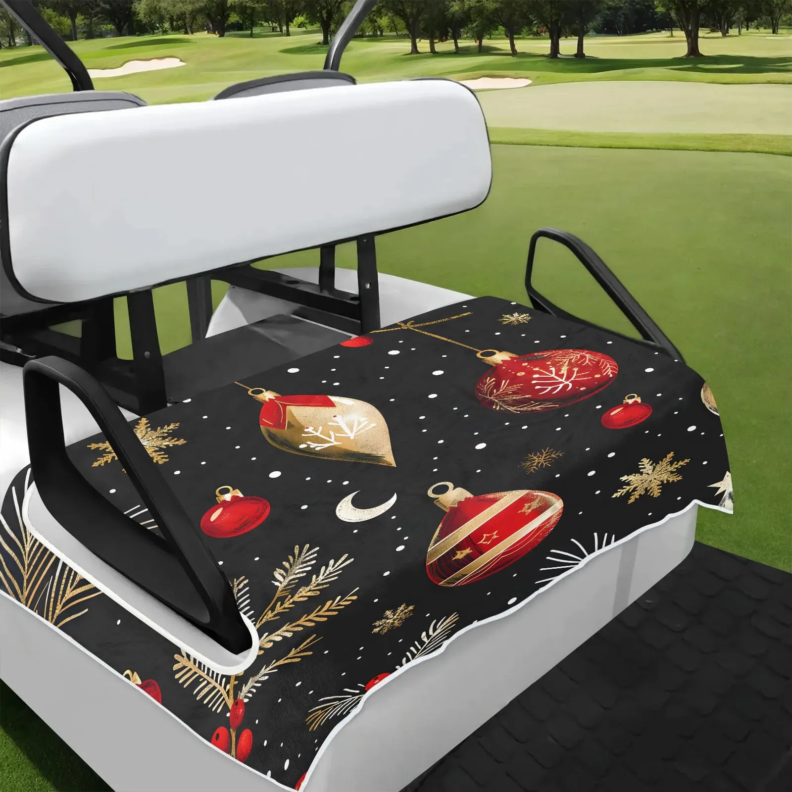 Tiveruda Retro Christmas Ball Golf Cart Seat Cover