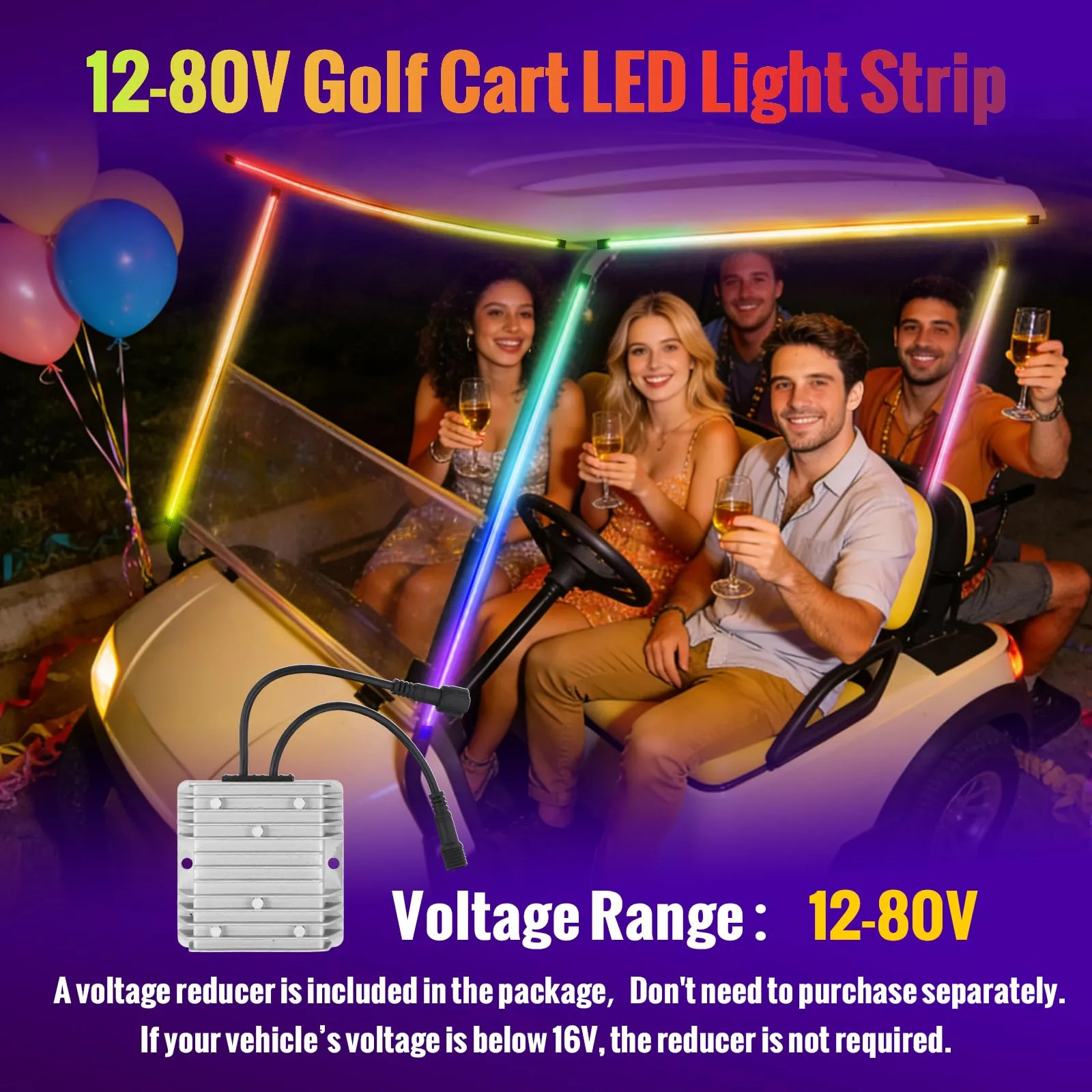 AIPSET AP0656 12–80V Golf Cart LED Light Strip Kit image 2