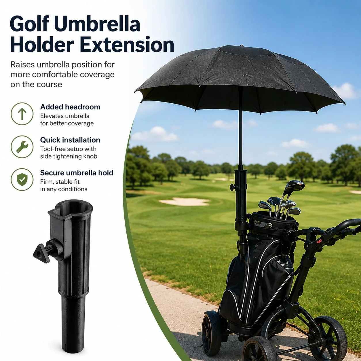 Oshianna GUH0523 6-Inch Golf Cart Umbrella Holder Extension image 3
