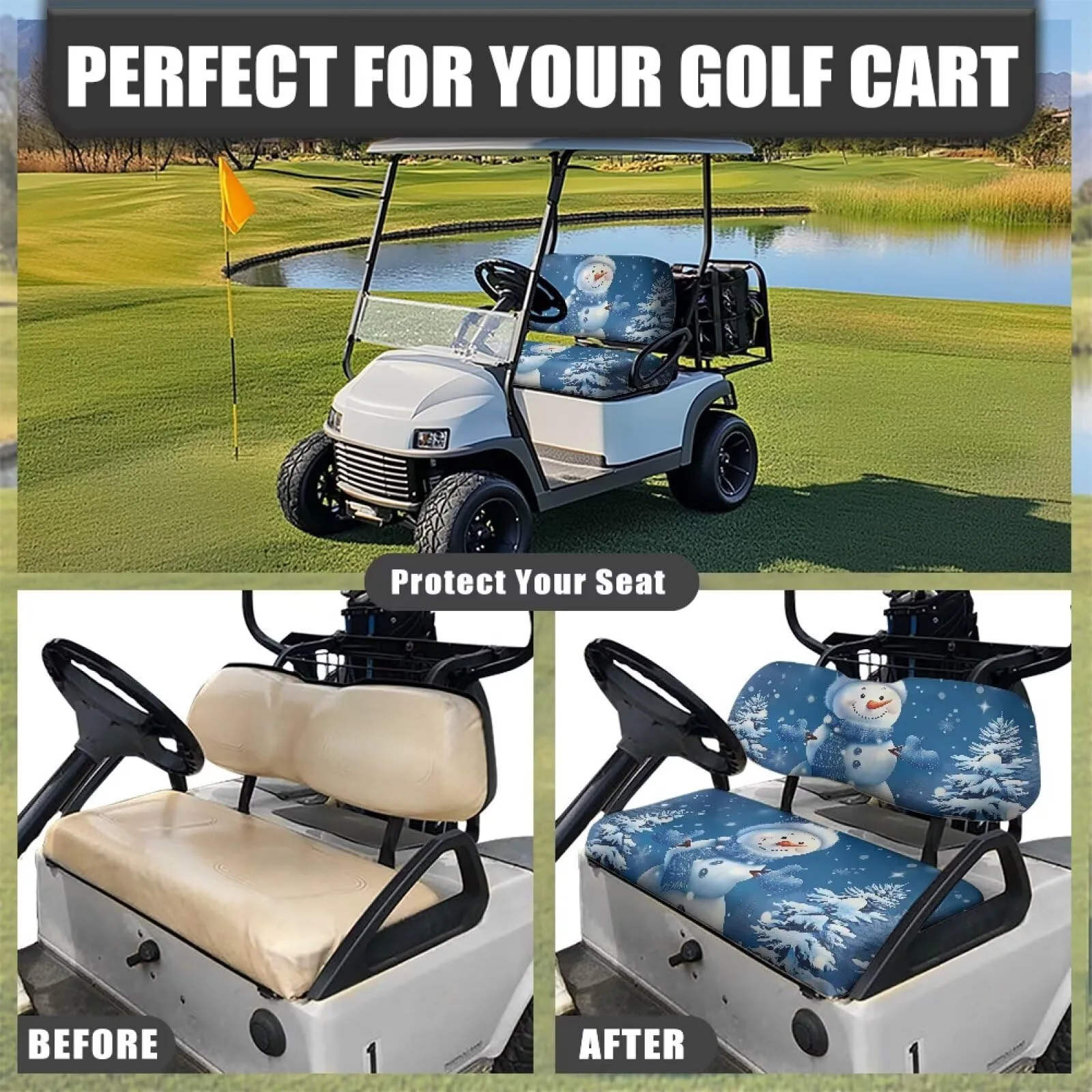 Quidrwyo Snowman Golf Cart Seat Cover Set for 2-Seat Carts image 4