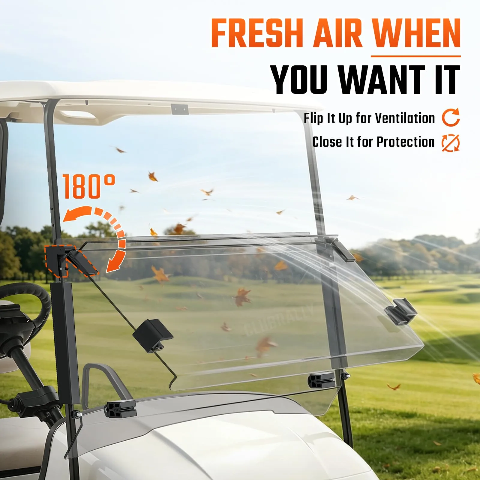 CLUBRALLY Windshield for E-Z-GO TXT/DCS/PDS 1995-2013, Tinted - 74910-G01-C-PC image 3