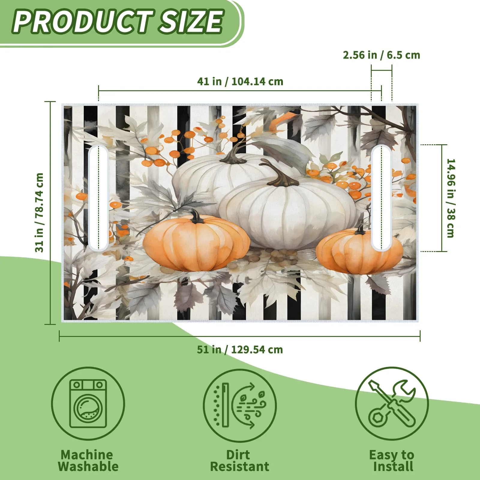 Tiveruda Halloween Pumpkins Stripe Golf Cart Seat Cover 51 x 31 image 2