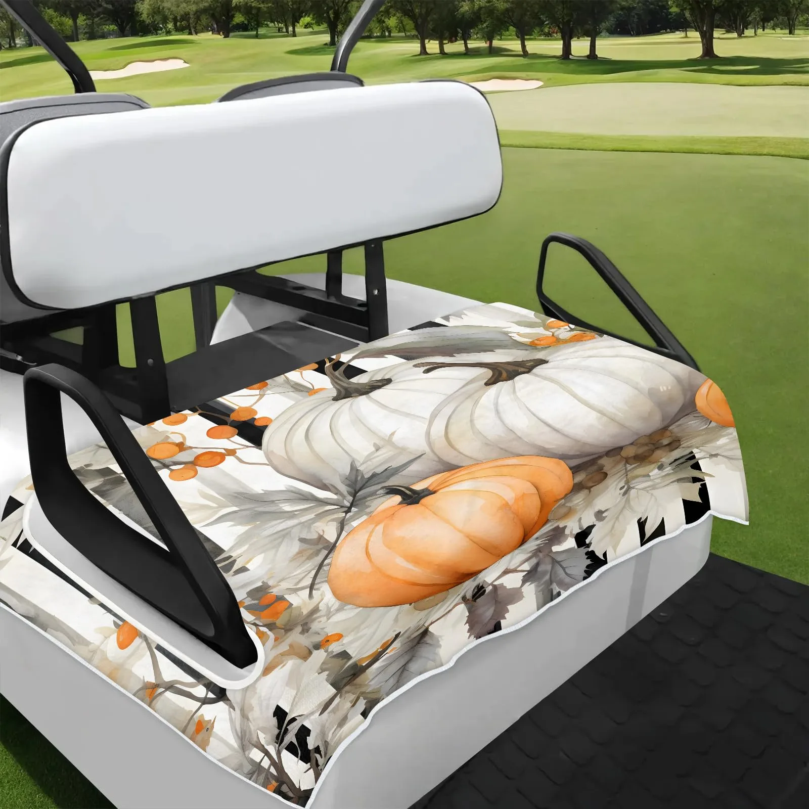 Tiveruda Halloween Pumpkins Stripe Golf Cart Seat Cover 51 x 31