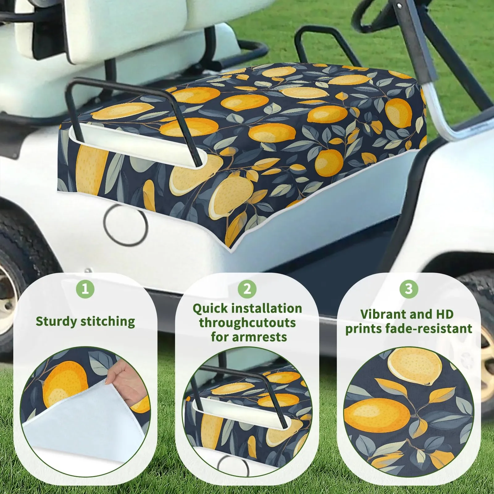 Tiveruda Vintage Lemon Golf Cart Seat Cover 51 x 31 in image 3