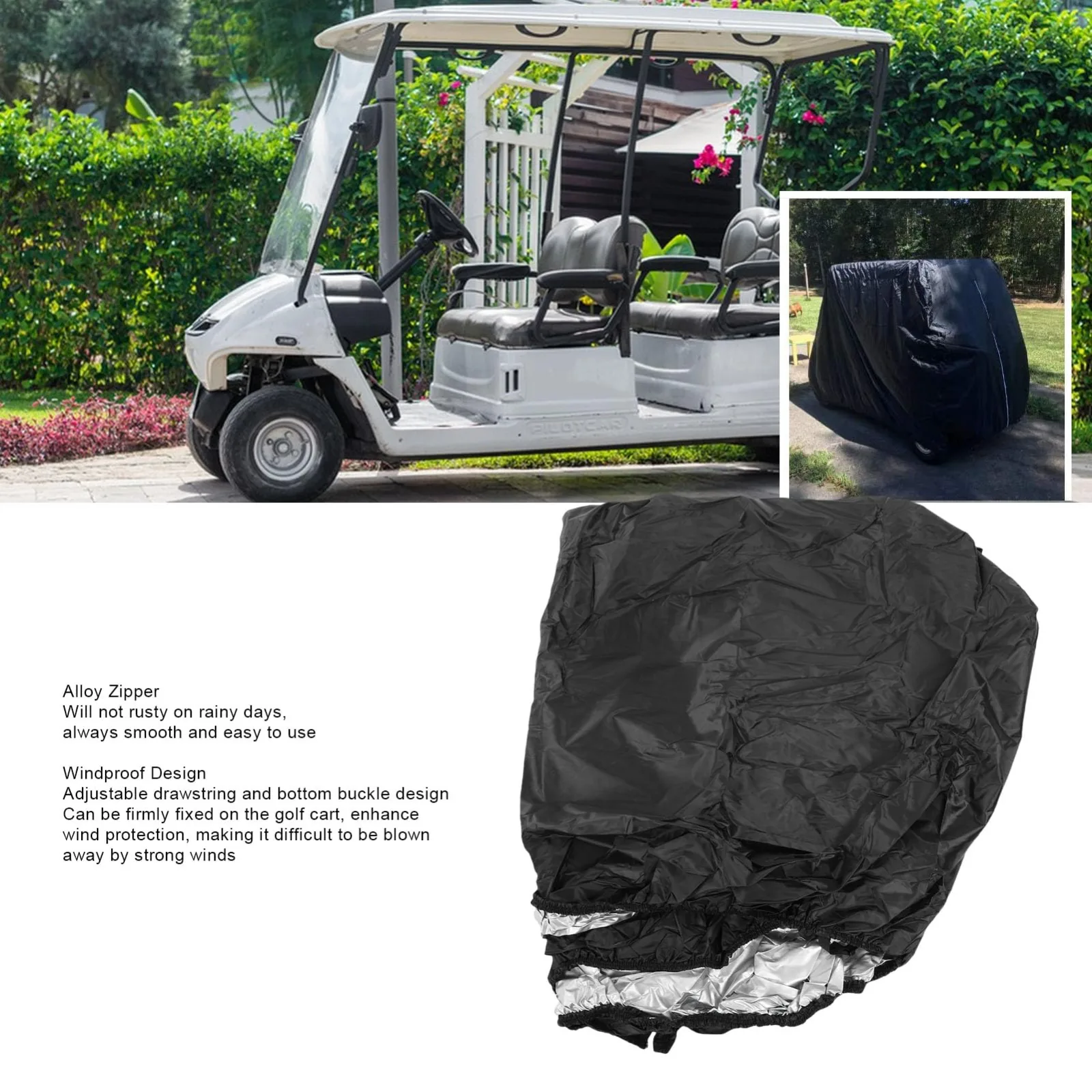 Fabater 4-Passenger Waterproof Golf Cart Cover 108 x 48 x 66 in image 2