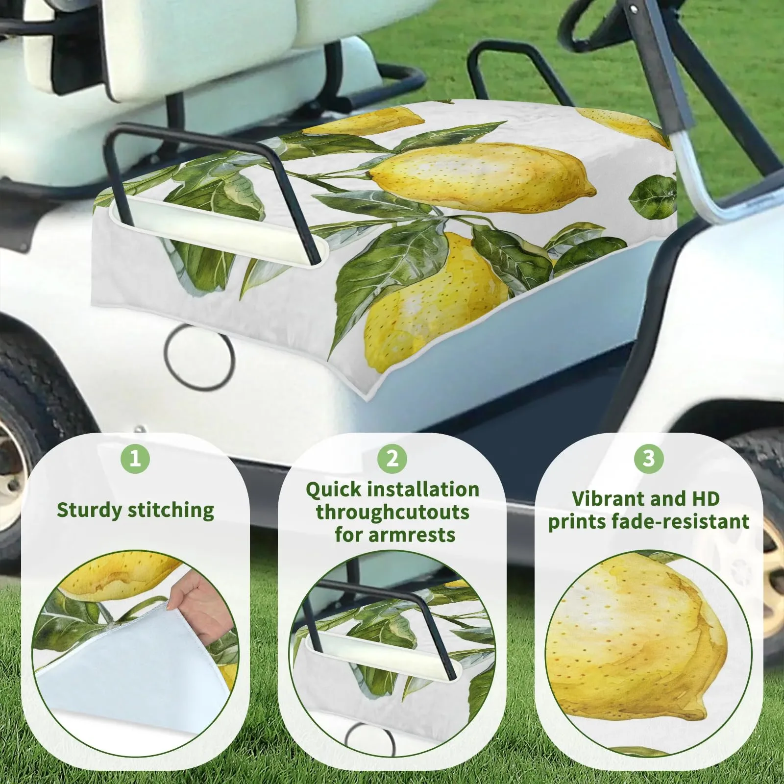 Tiveruda Lemon Fruit Golf Cart Seat Cover 51 x 31 in image 3