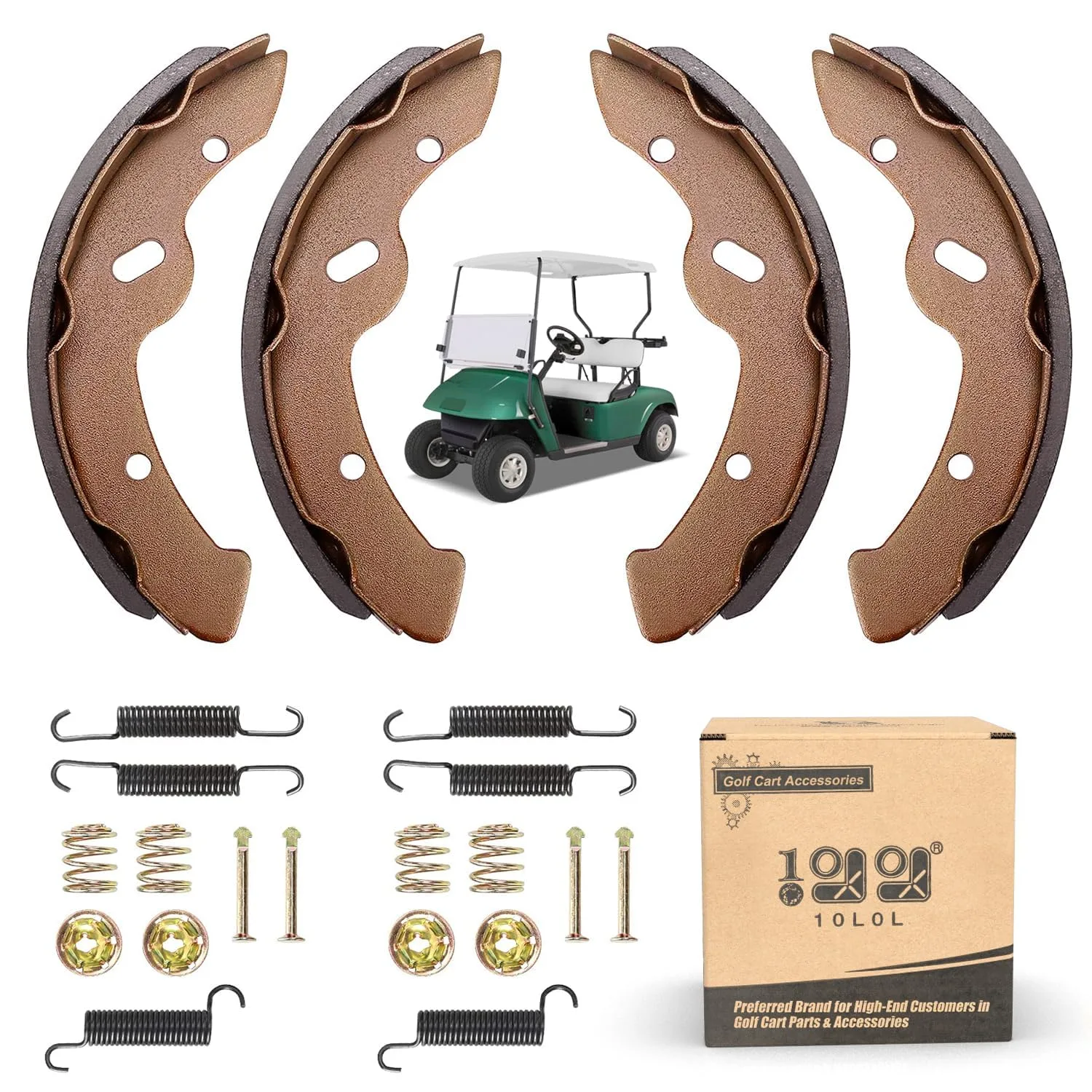 10L0L Golf Cart Brake Shoes and Spring Kit for E-Z-GO, Yamaha