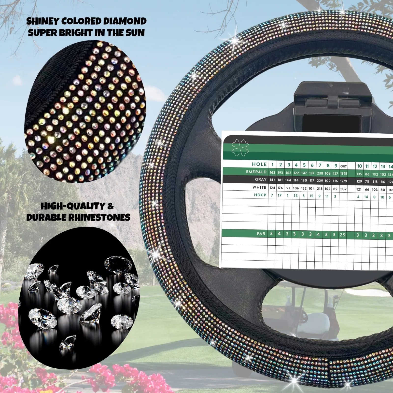 MADSON GOLF Colorful Crystal Golf Cart Steering Wheel Cover image 2