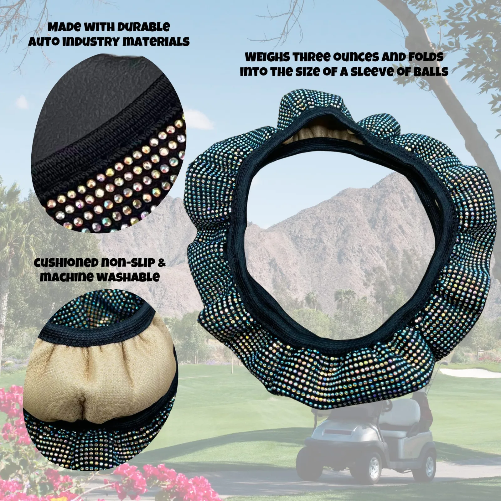 MADSON GOLF Colorful Crystal Golf Cart Steering Wheel Cover image 3