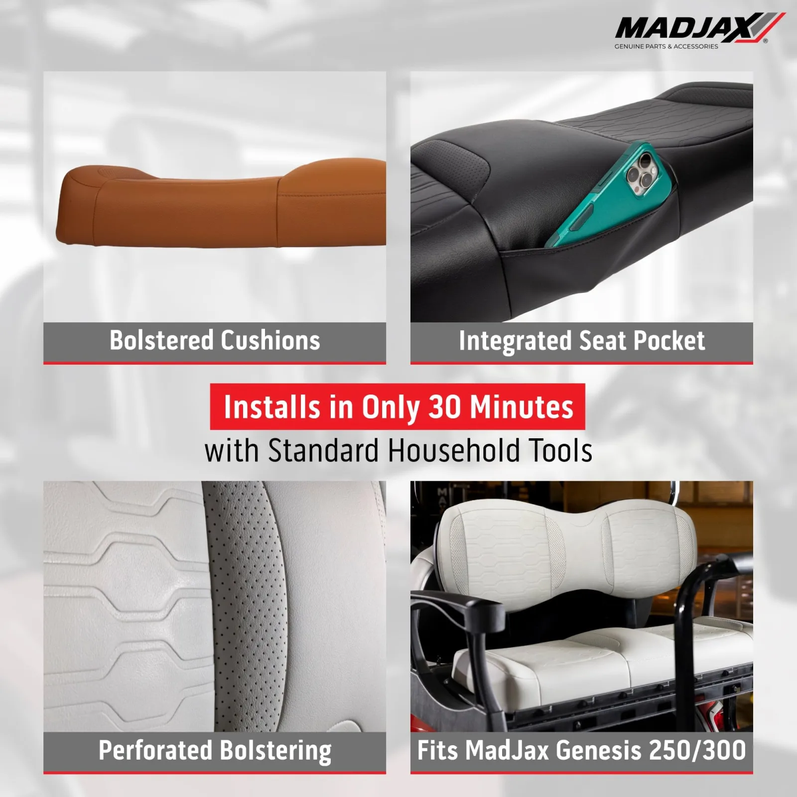 MadJax Aspen Front & Rear Seats for E-Z-GO RXV image 4