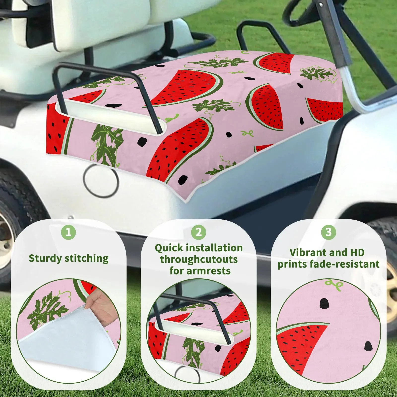 Tiveruda Watermelon Leaves Golf Cart Seat Cover image 3