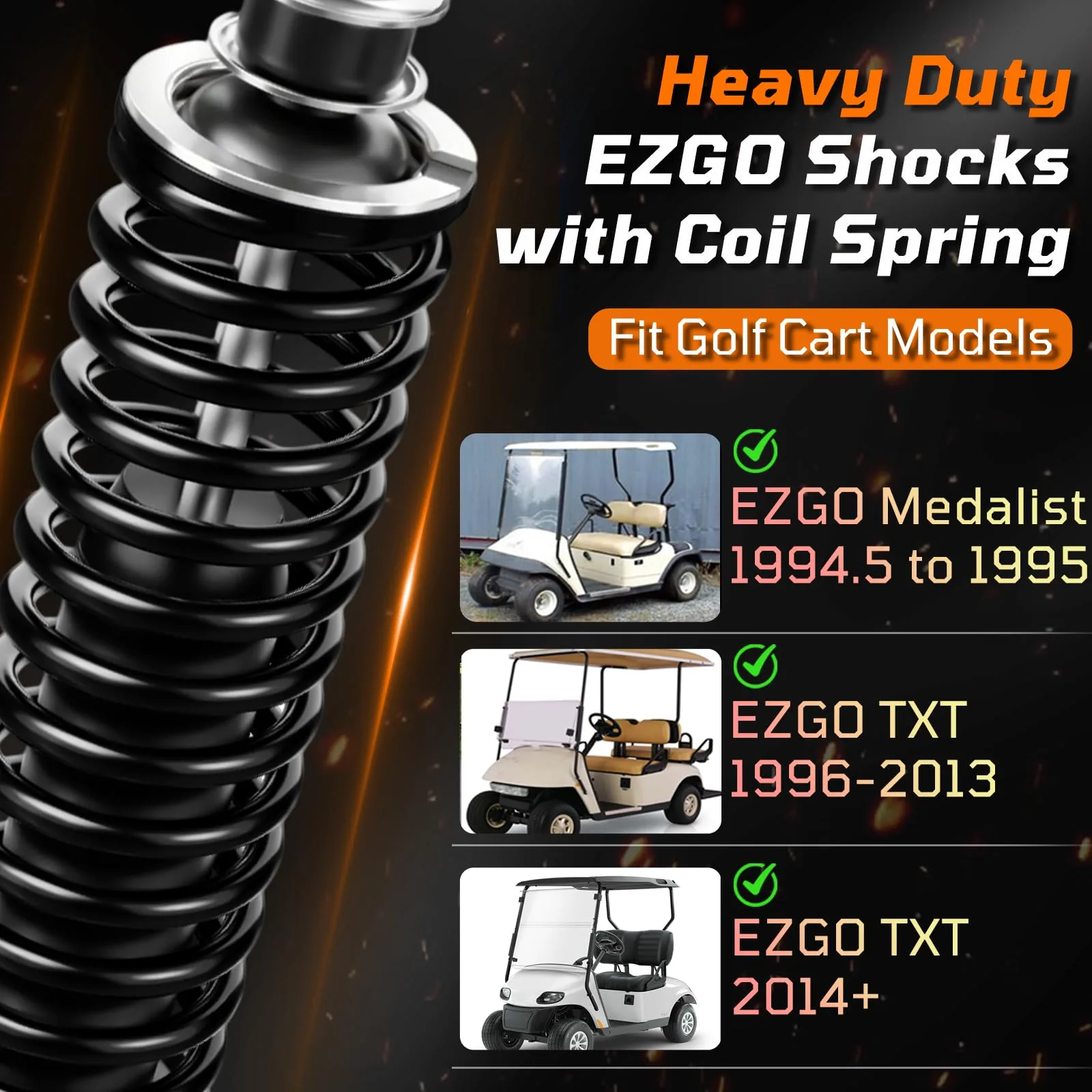 Cartalia TXTS378 Heavy-Duty Coil Spring Shocks for E-Z-GO TXT/Medalist image 2