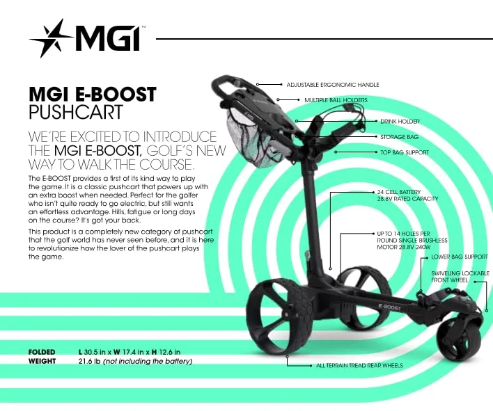 MGI E-Boost Electric Assist Push Golf Cart EBOOST-W image 4