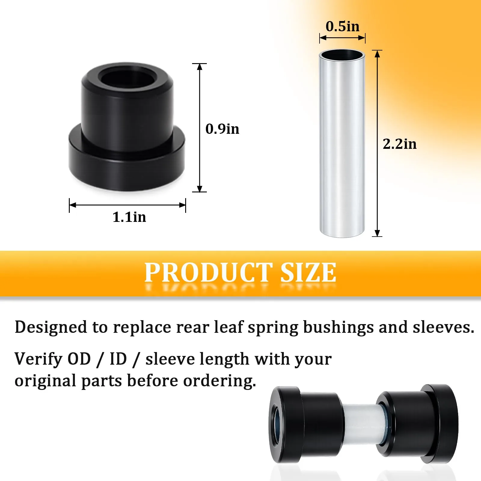 Podoy Rear Leaf Spring Bushings for E-Z-GO and Club Car image 2