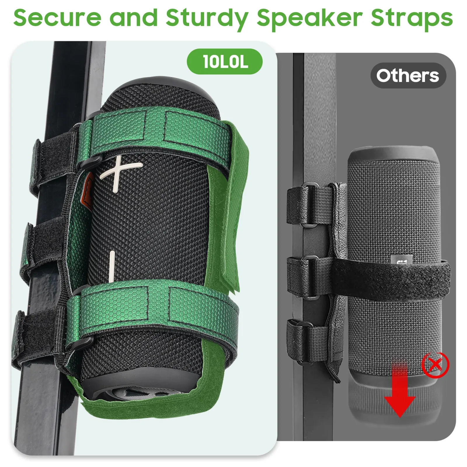 10L0L Adjustable Golf Cart Speaker Mount – Green image 3