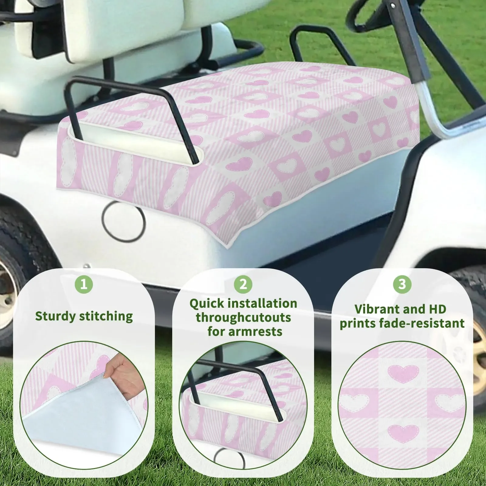 Tiveruda Golf Cart Seat Cover for Double Seats image 3