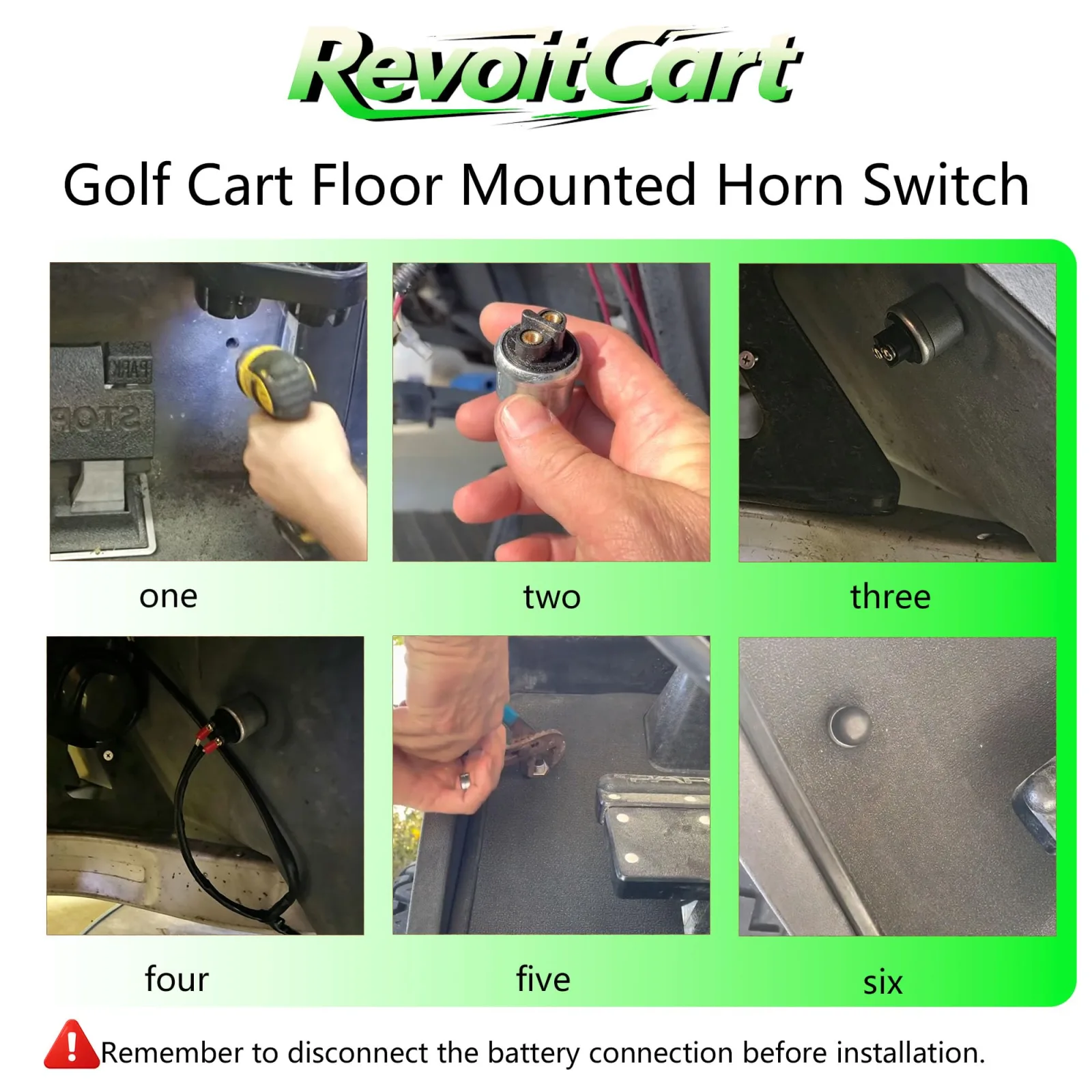 RevoitCart 12V Golf Cart Horn Switch with Dust Cover image 3