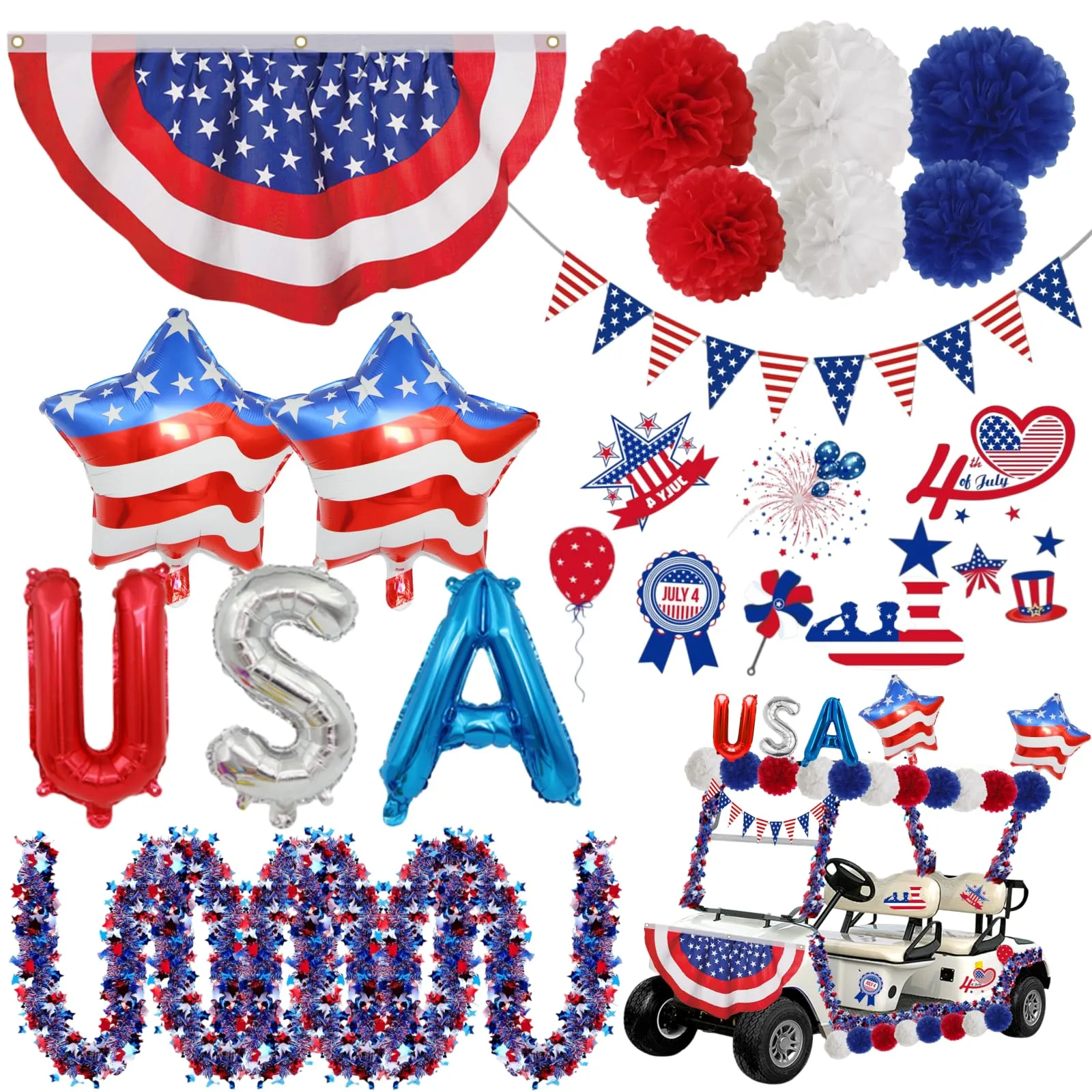 ERYIRANL 4th of July Golf Cart Decorations Kit GEFCZS01