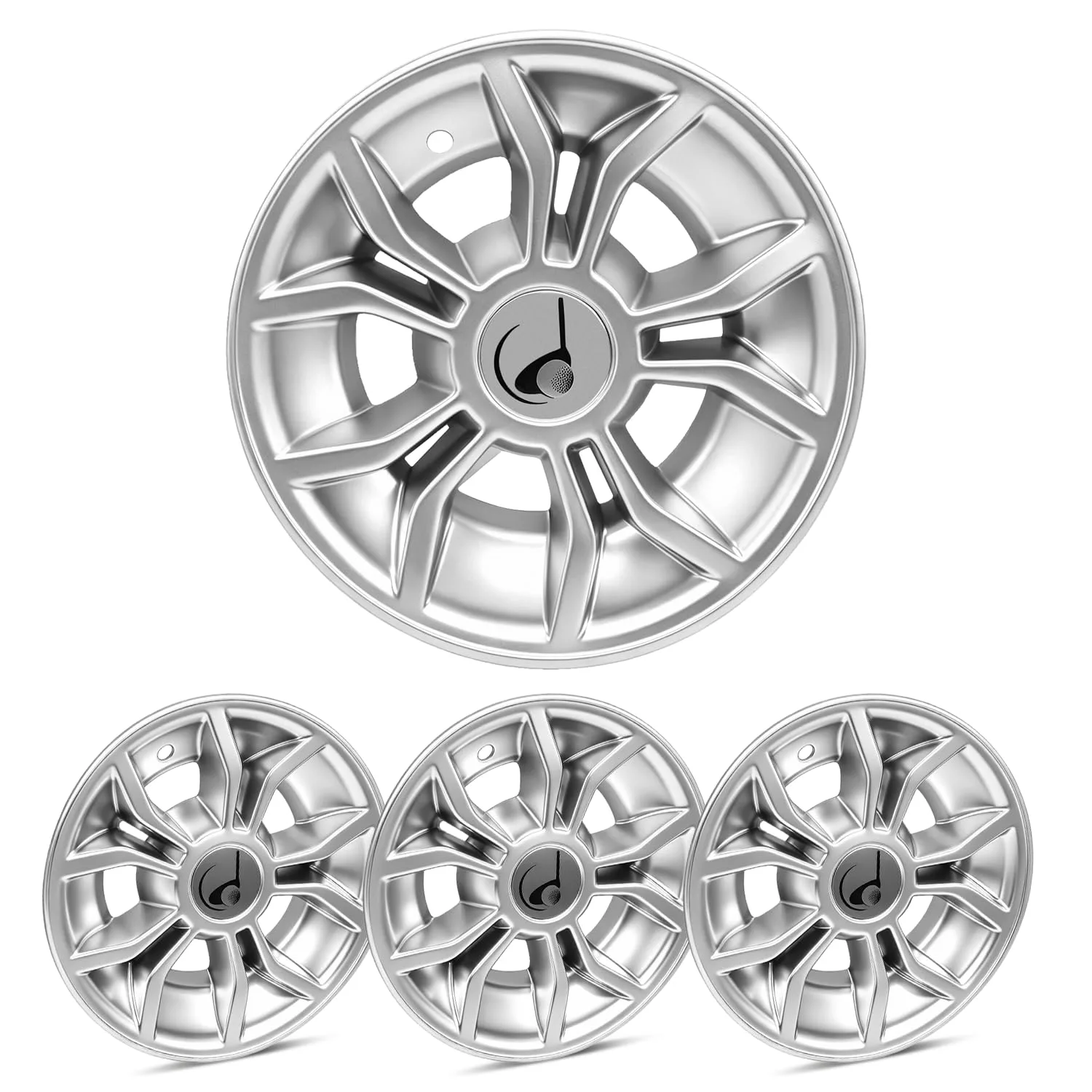 WEIMELL 10-Inch Chrome ABS Golf Cart Hub Caps – Set