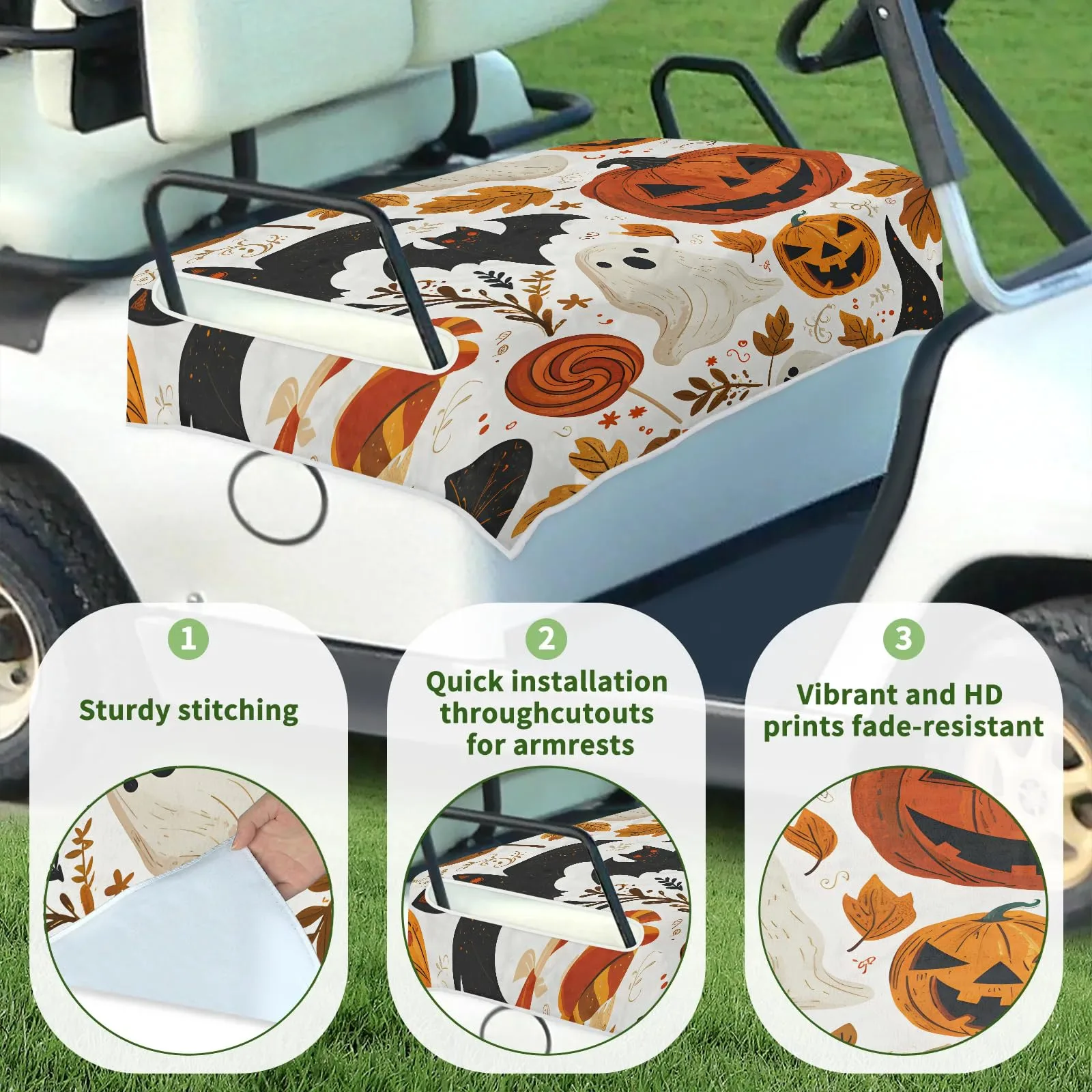 Tiveruda Halloween Ghost Golf Cart Seat Cover, 51 x 31 in image 3