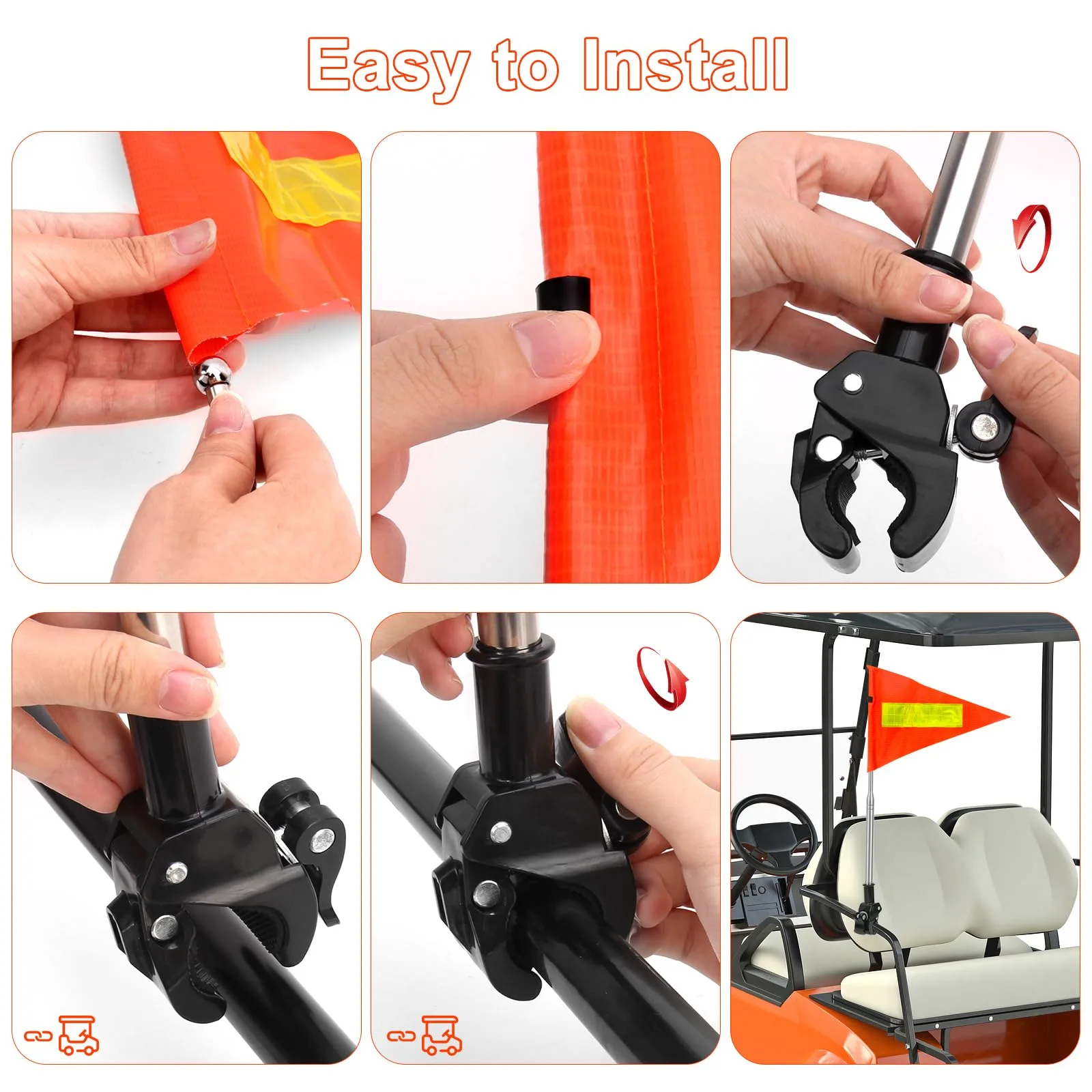 Generic Retractable Golf Cart Safety Flag with Pole image 4