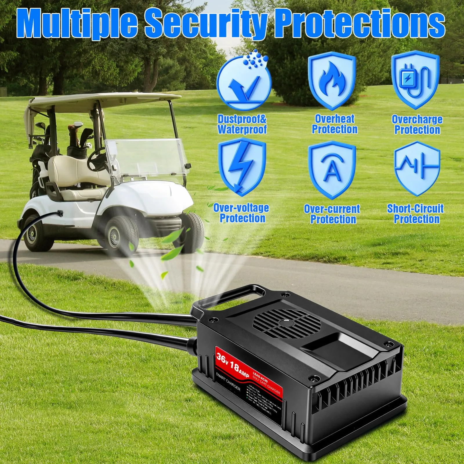 JCGSWVJ 36V 18A Charger for E-Z-GO TXT Golf Carts image 2