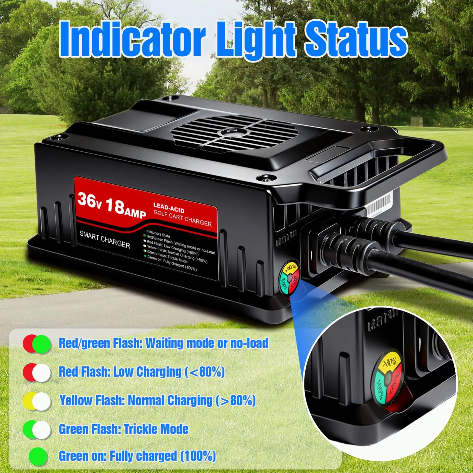 JCGSWVJ 36V 18A Charger for E-Z-GO TXT Golf Carts image 3