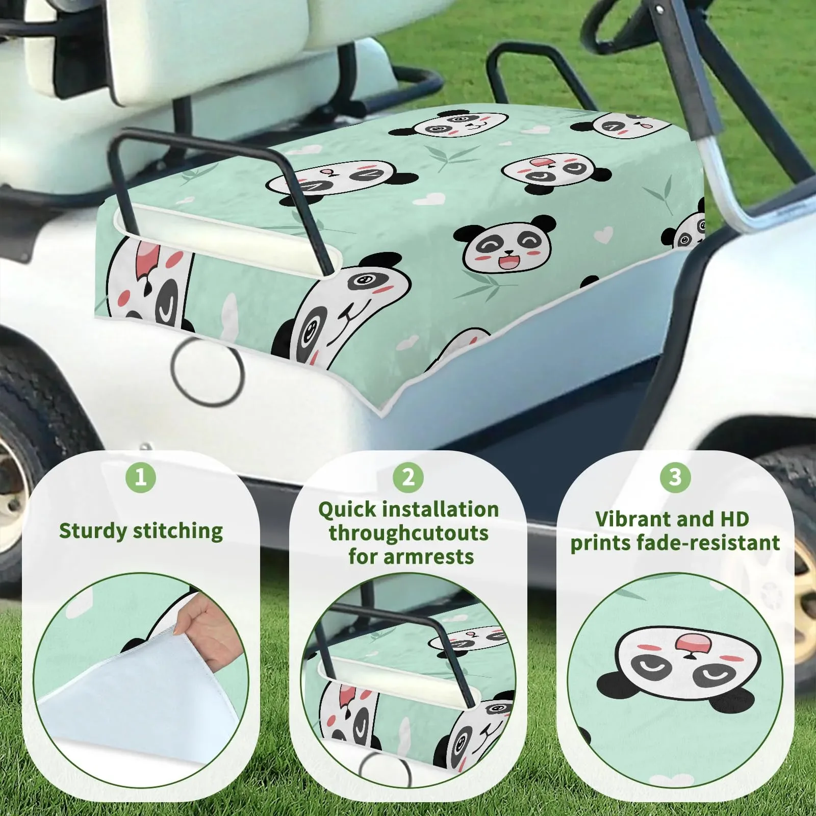 Tiveruda Golf Cart Seat Cover for Double Seats, 51 x 31 in. image 3