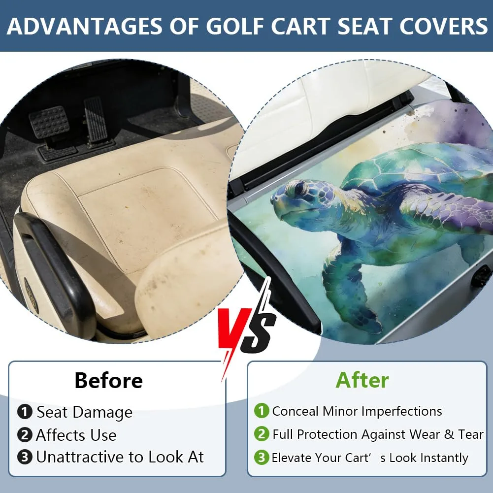 TNKBREEZE Sea Turtle Golf Cart Seat Cover 51 x 31 in image 3