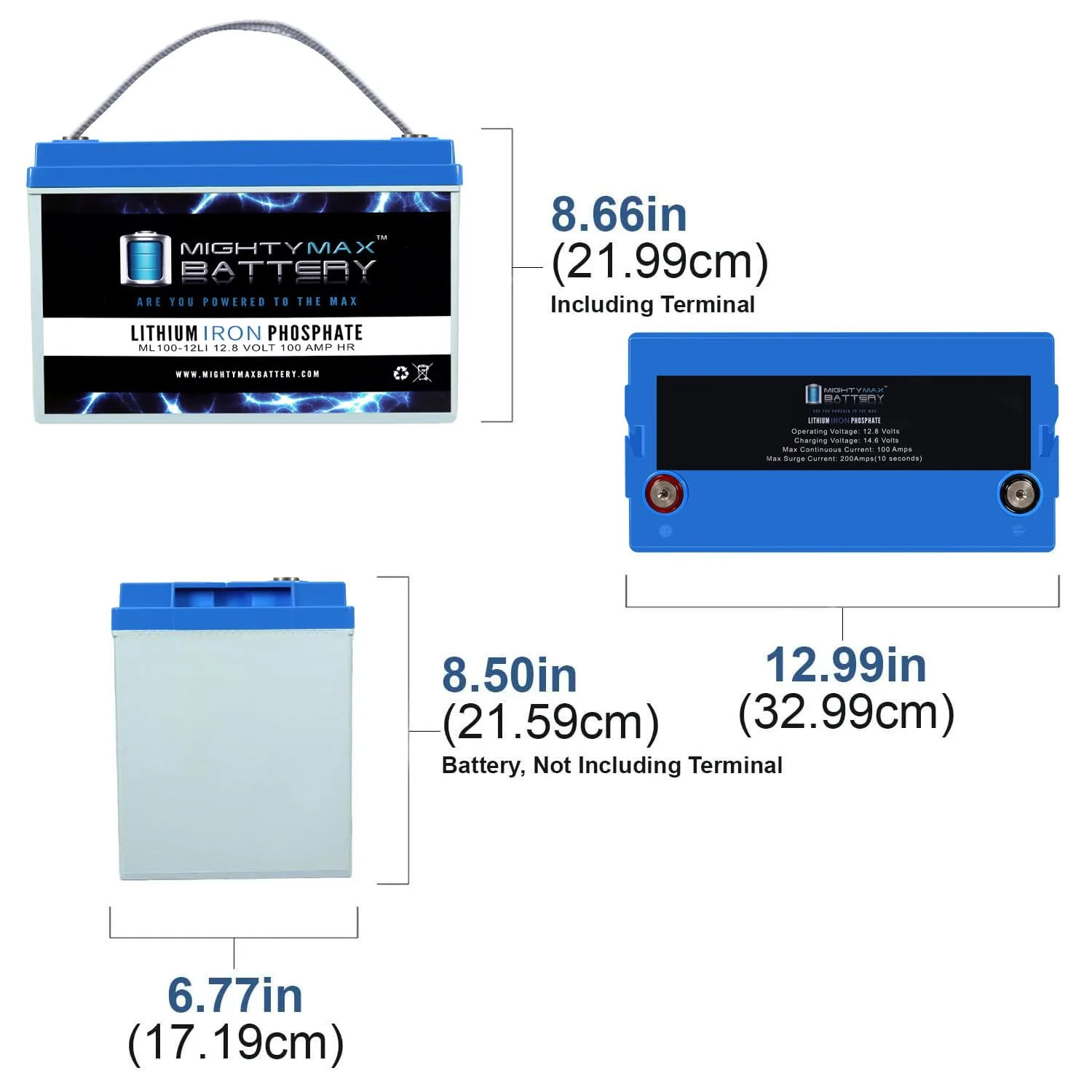 Mighty Max ML100-12LIMP33 12V 100Ah Lithium Battery 3-Pack image 2