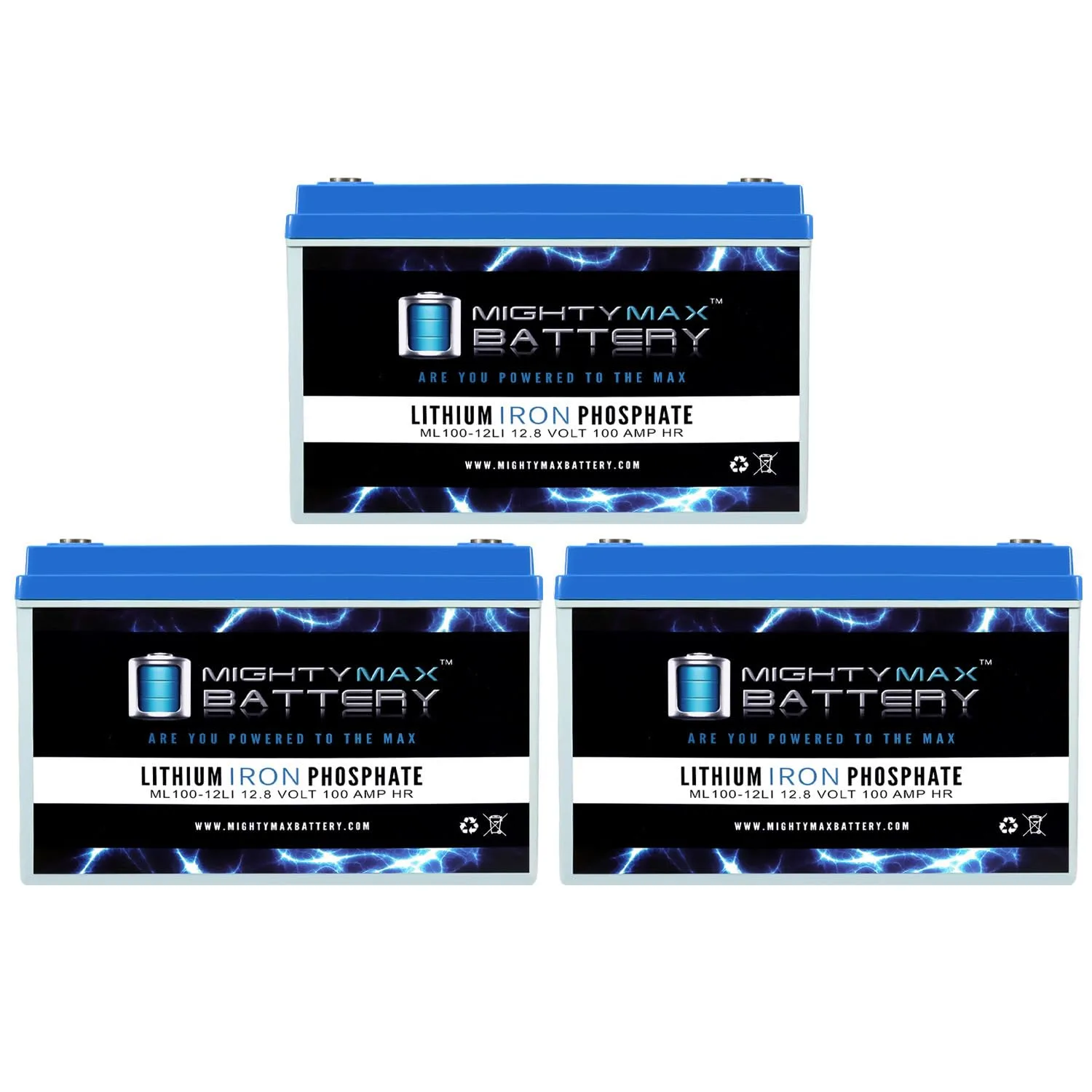 Mighty Max ML100-12LIMP33 12V 100Ah Lithium Battery 3-Pack