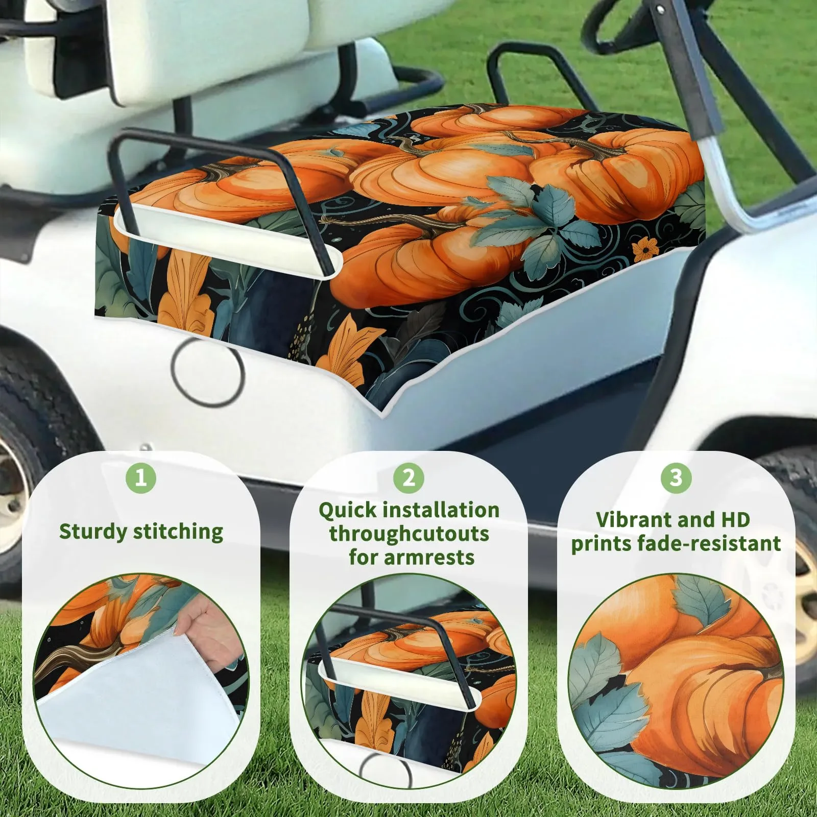 Tiveruda Watercolor Pumpkin Golf Cart Seat Cover image 3
