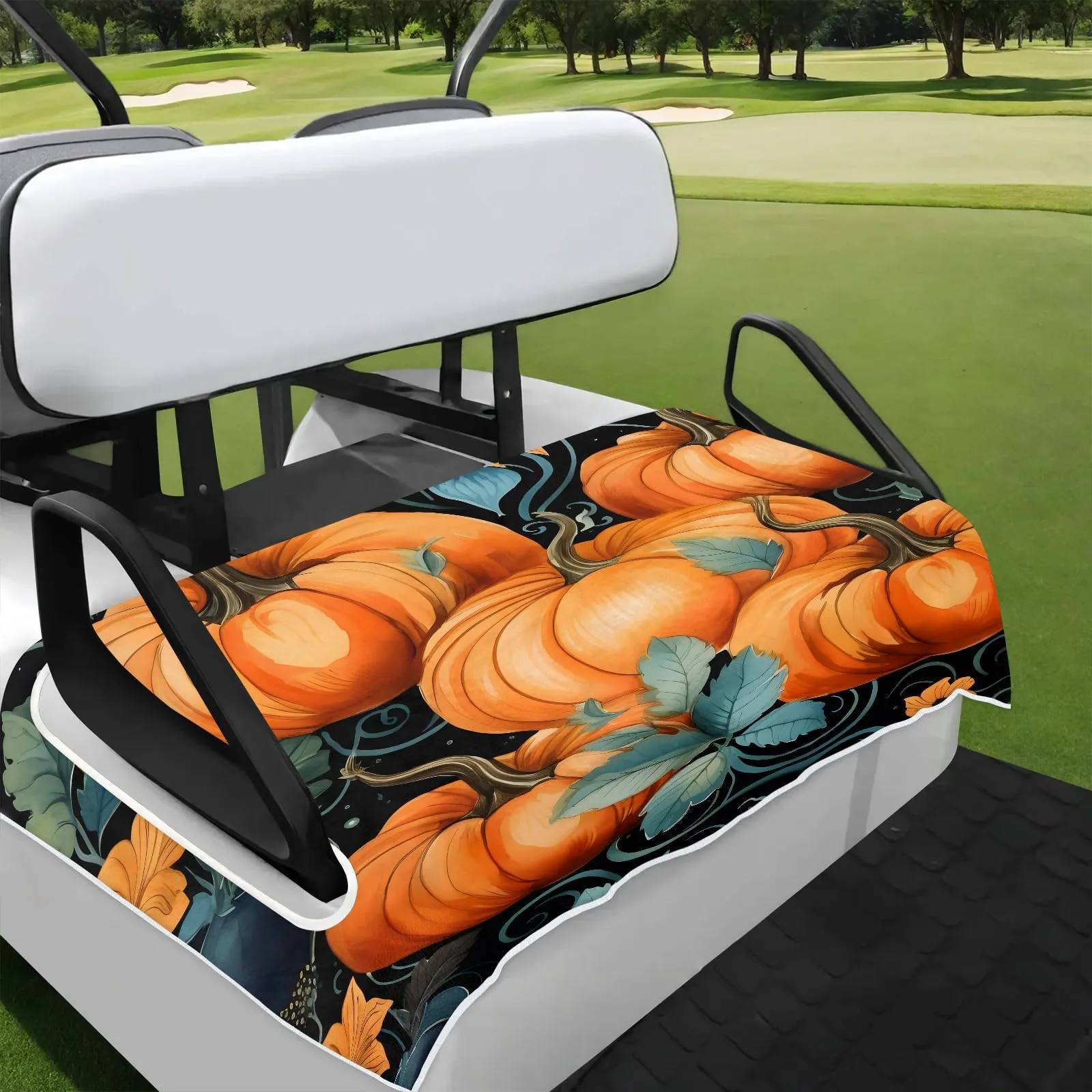 Tiveruda Watercolor Pumpkin Golf Cart Seat Cover
