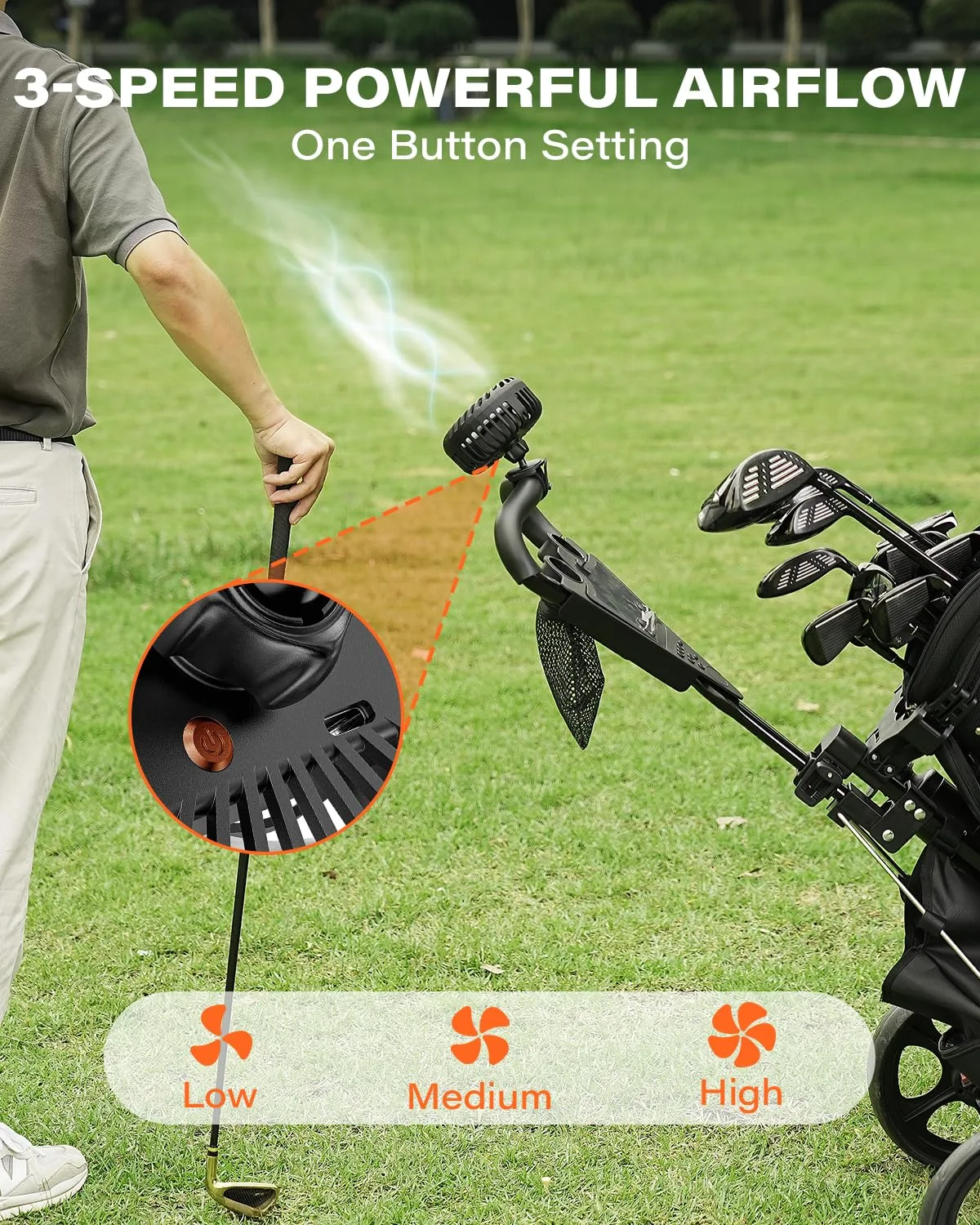 A2C Rechargeable Golf Cart Fan with 4000mAh Battery image 4
