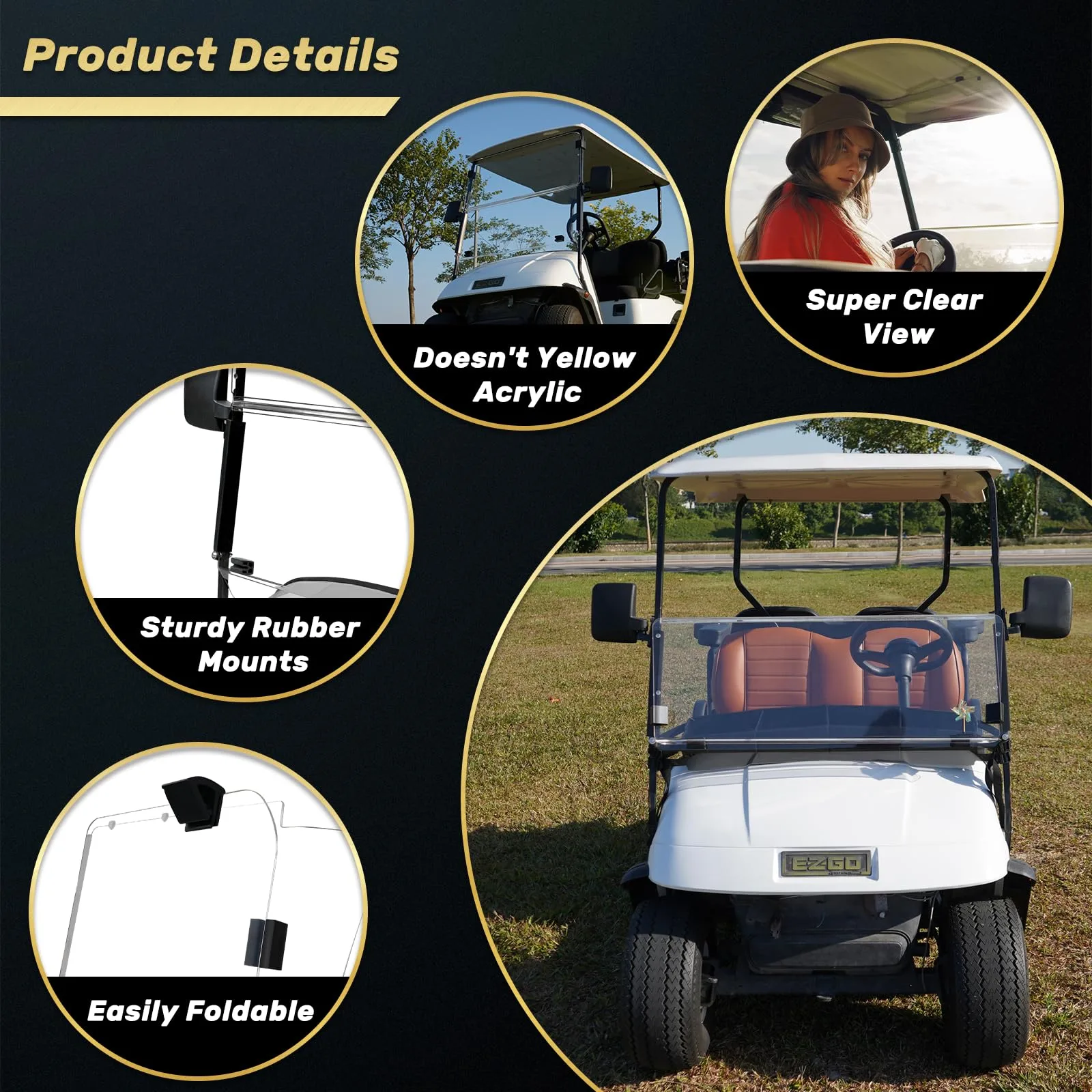 HANGKUNNEE Foldable Windshield for E-Z-GO TXT 2014+ image 4