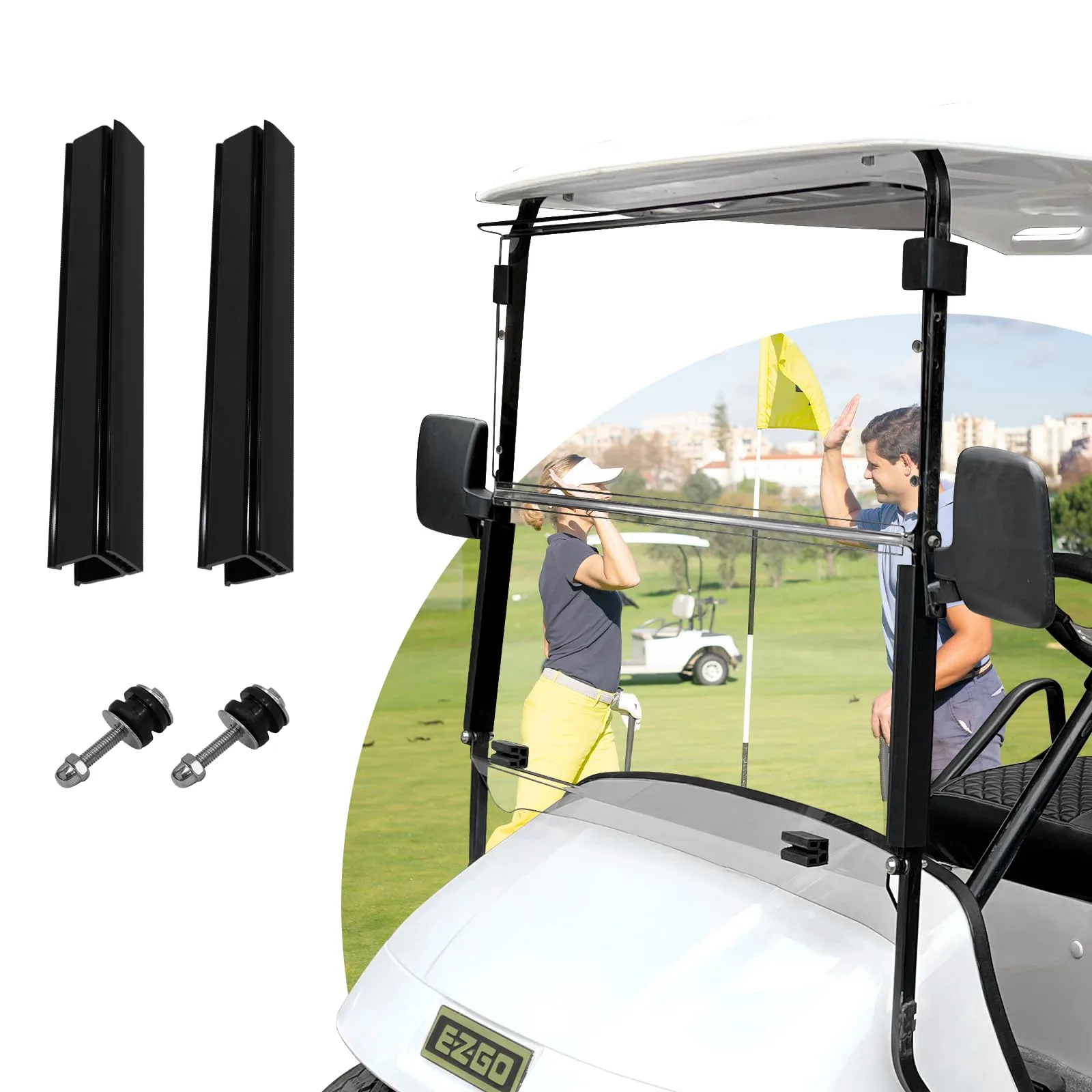 HANGKUNNEE Foldable Windshield for E-Z-GO TXT 2014+