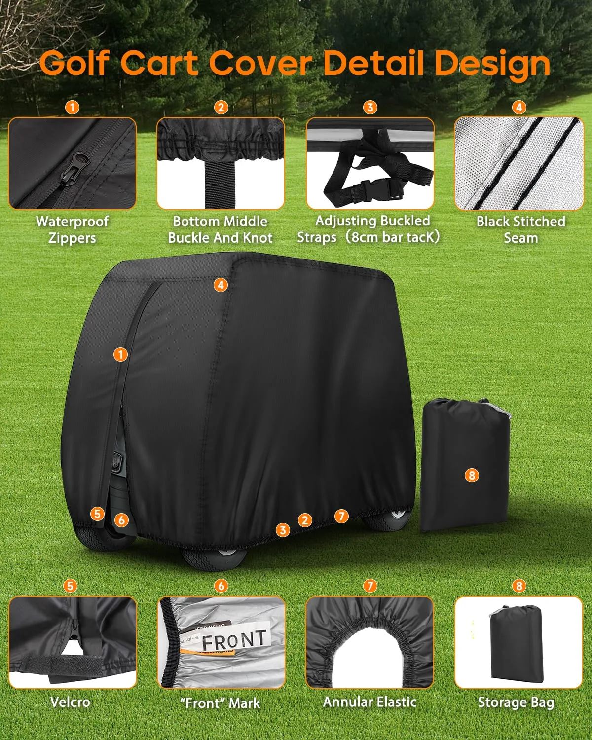 NEVERLAND 2-Passenger Golf Cart Cover for Yamaha, Club Car & E-Z-GO image 3