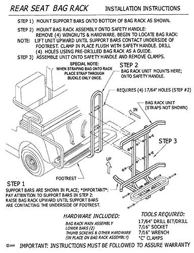3G Universal Golf Cart Bag Rack, Parts:28770 image 2