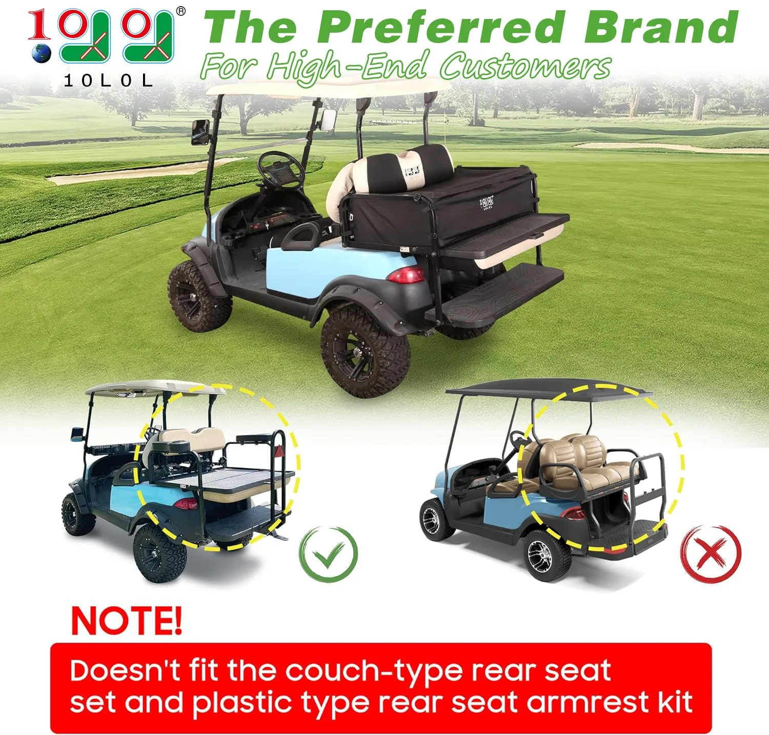 10L0L F25-J-04 Rear Bench Storage Bag for Golf Carts image 2